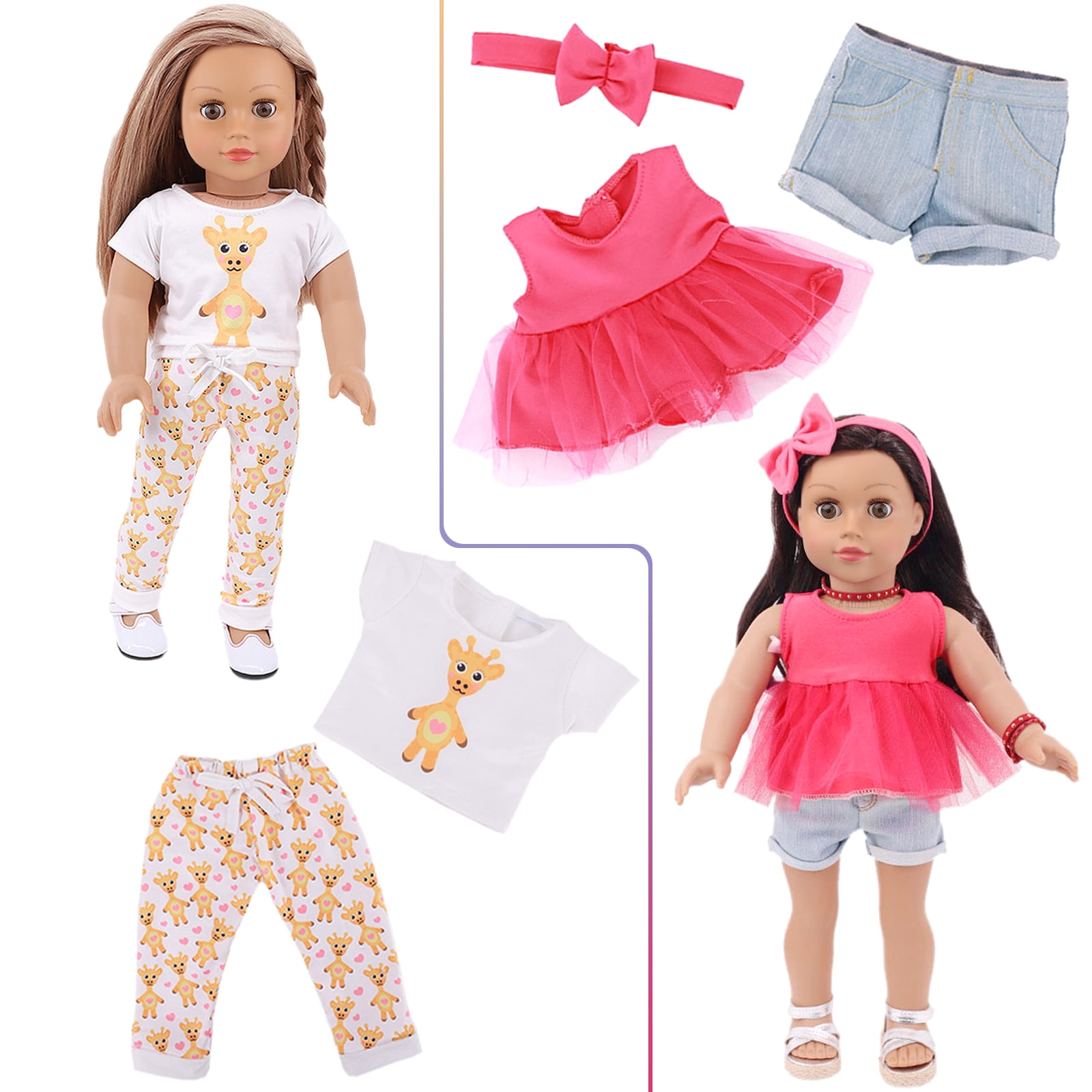 K.T. Fancy 18 Inch Doll Clothes and Accessories Set, Variety Outfits for 18-inch Dolls (10 Sets) 3jutr