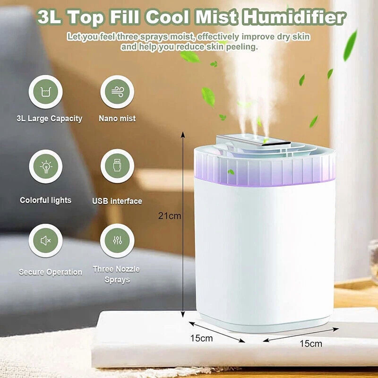 VAULT Cool Mist Air Humidifier for Bedroom and Office (White, 101.44 fl oz) 54n3b