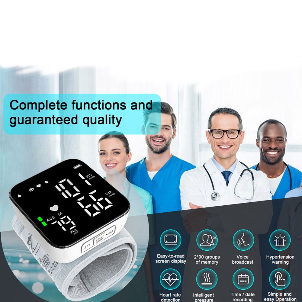 Moonsun Automatic Wrist Blood Pressure Monitor, Digital Heart Rate Monitor with Large LCD Display and Voice Broadcast (Adjustable Cuff, 0.5 lb) o7p0b