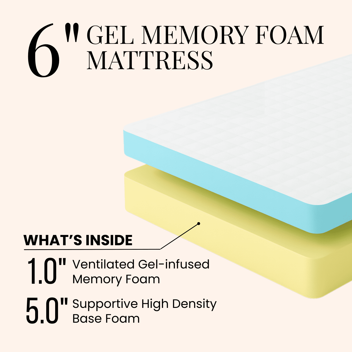 Atlas Mattress 6-Inch Twin Gel Memory Foam Mattress (Medium Firm, Breathable Cover) bficr