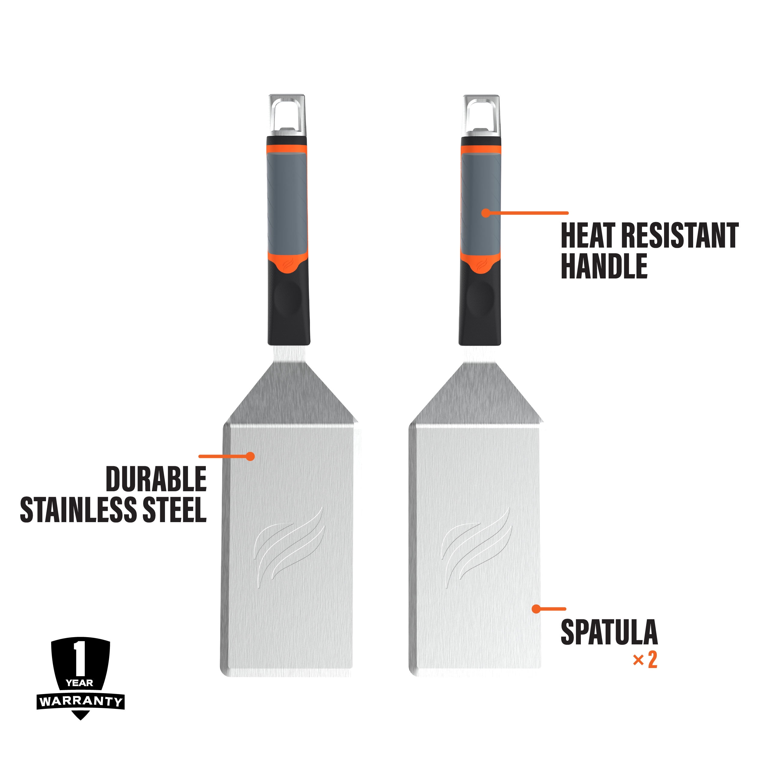 Blackstone Signature Series Stainless Steel Griddle Spatula Set (Black, 2-Pack) 4dyhl