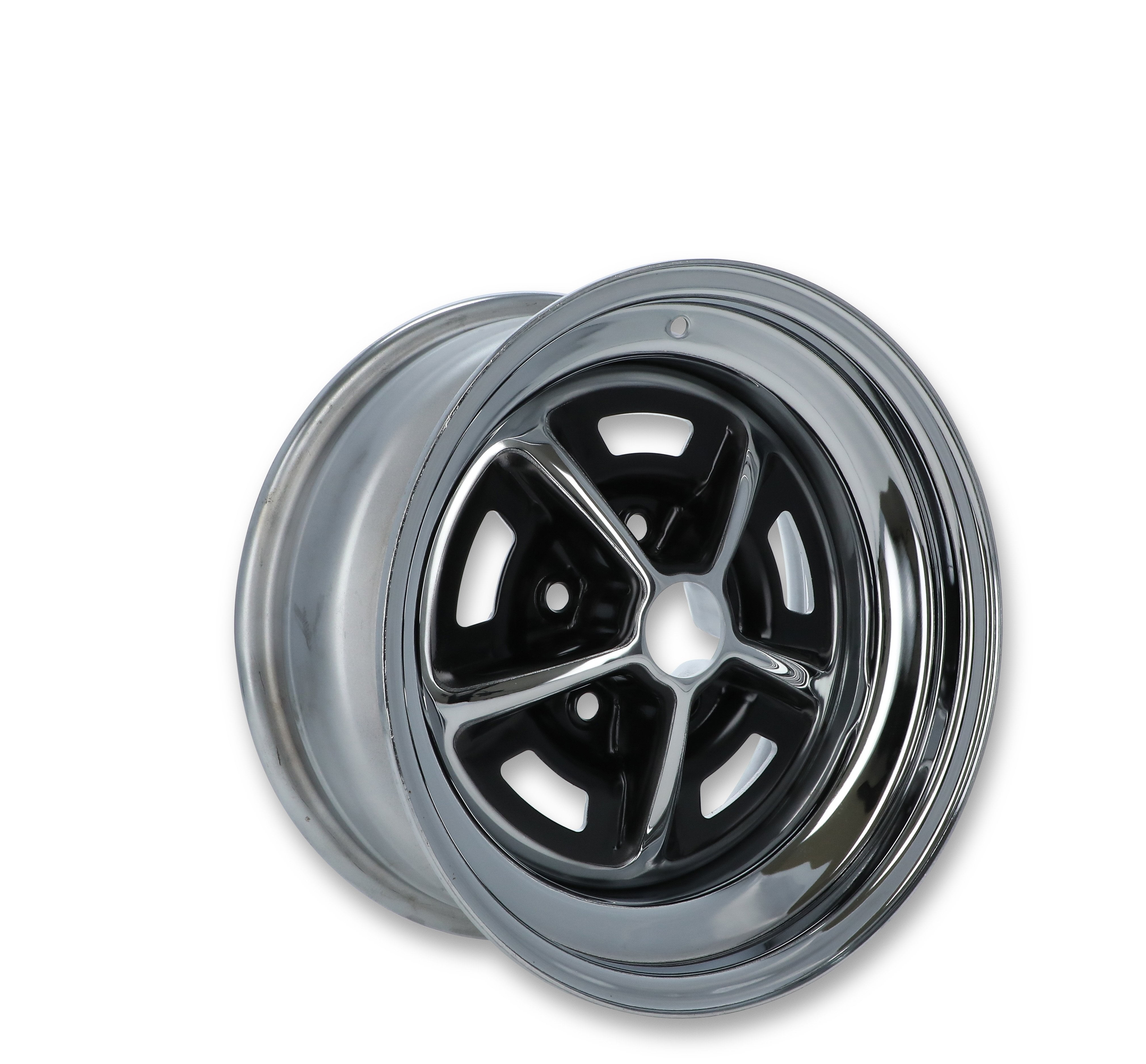 Scott Drake Magnum 500 Wheel Chrome Finish with Satin Black Inserts (15 in x 7 in) c8q0k