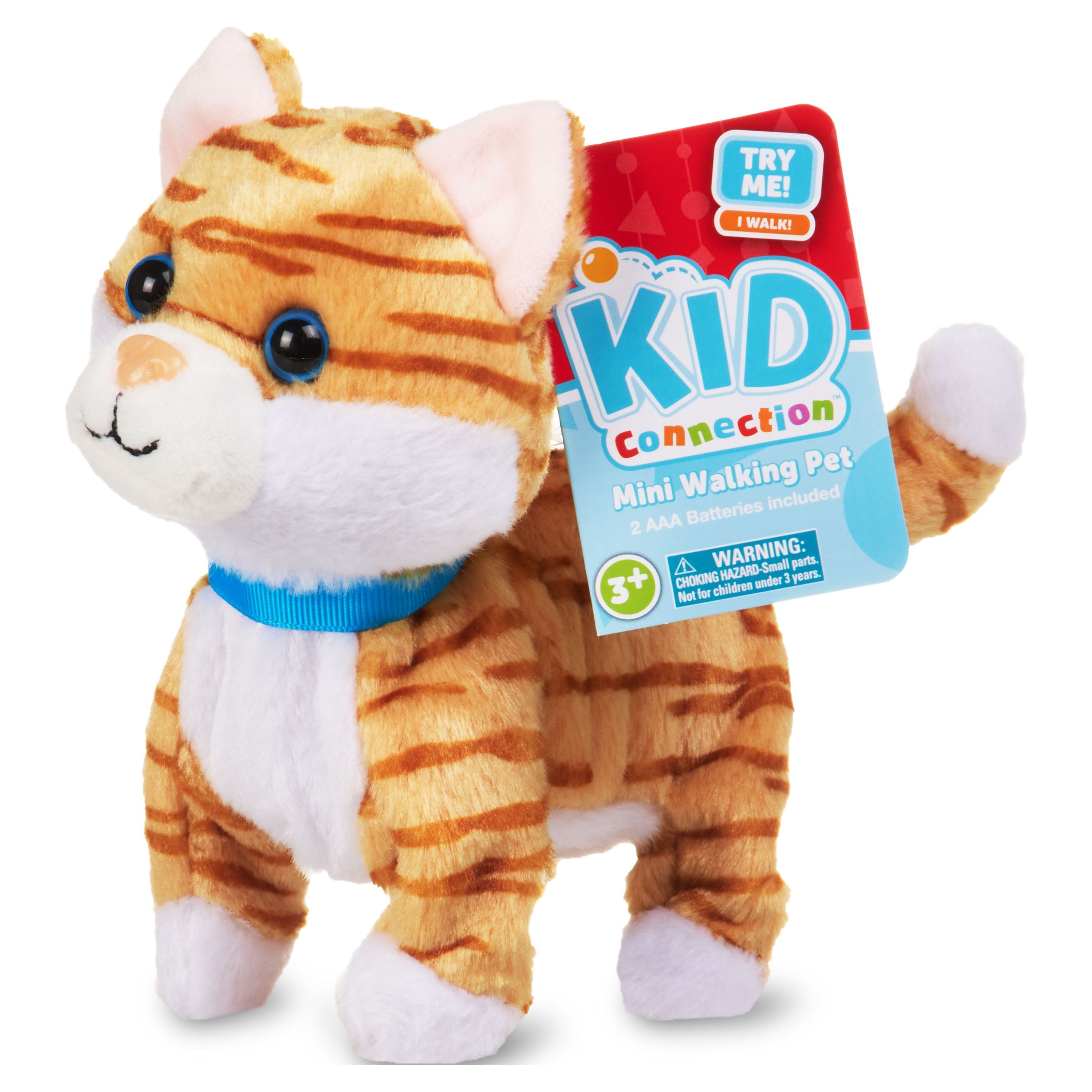 Kid Connection Electronic Walking Plush Cat Toy (Orange, 6 in) 2oljy