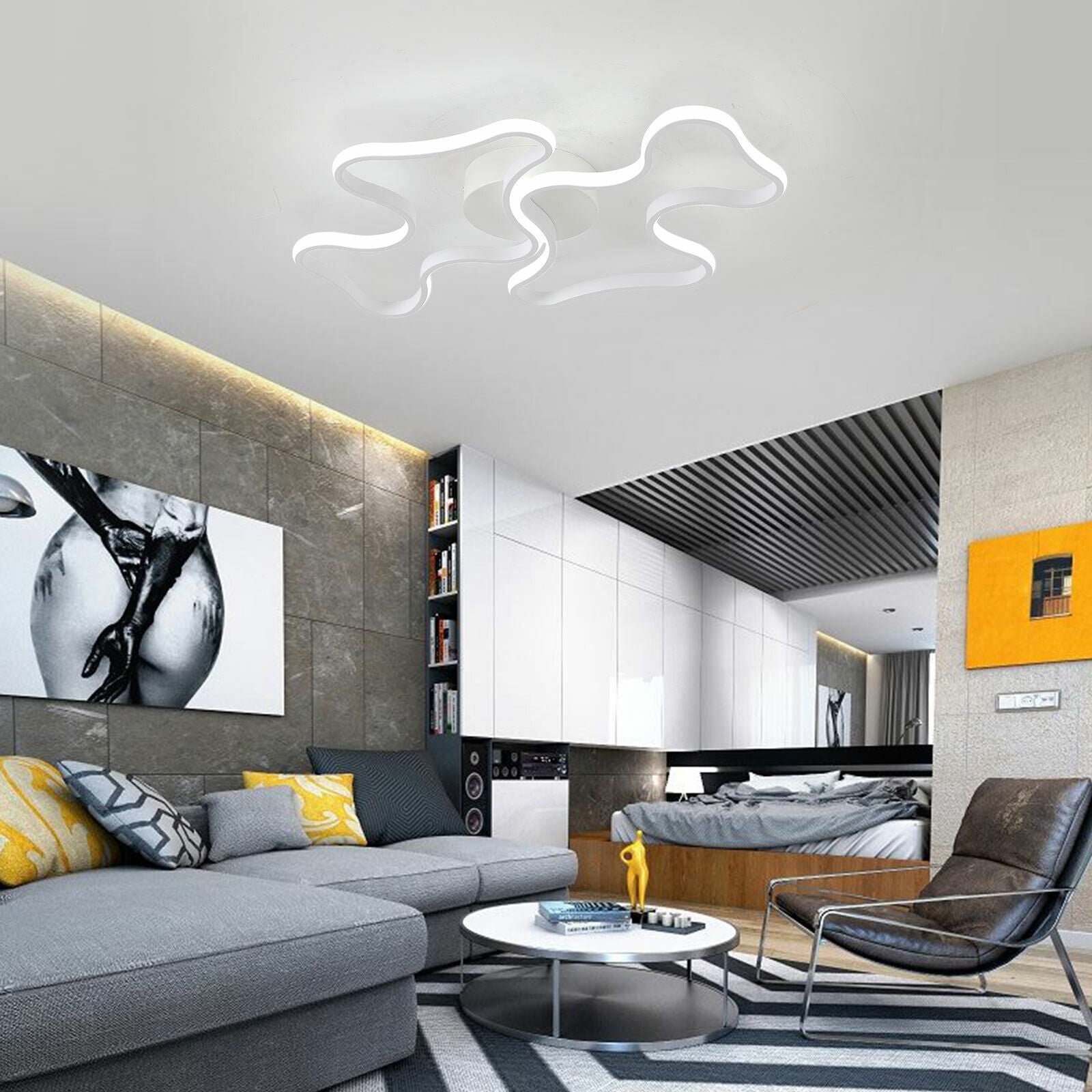 Modern Cloud LED Ceiling Light Fixture Flush Mount Chandelier (White, 22.83 in x 16.93 in x 2.36 in) 6rm61