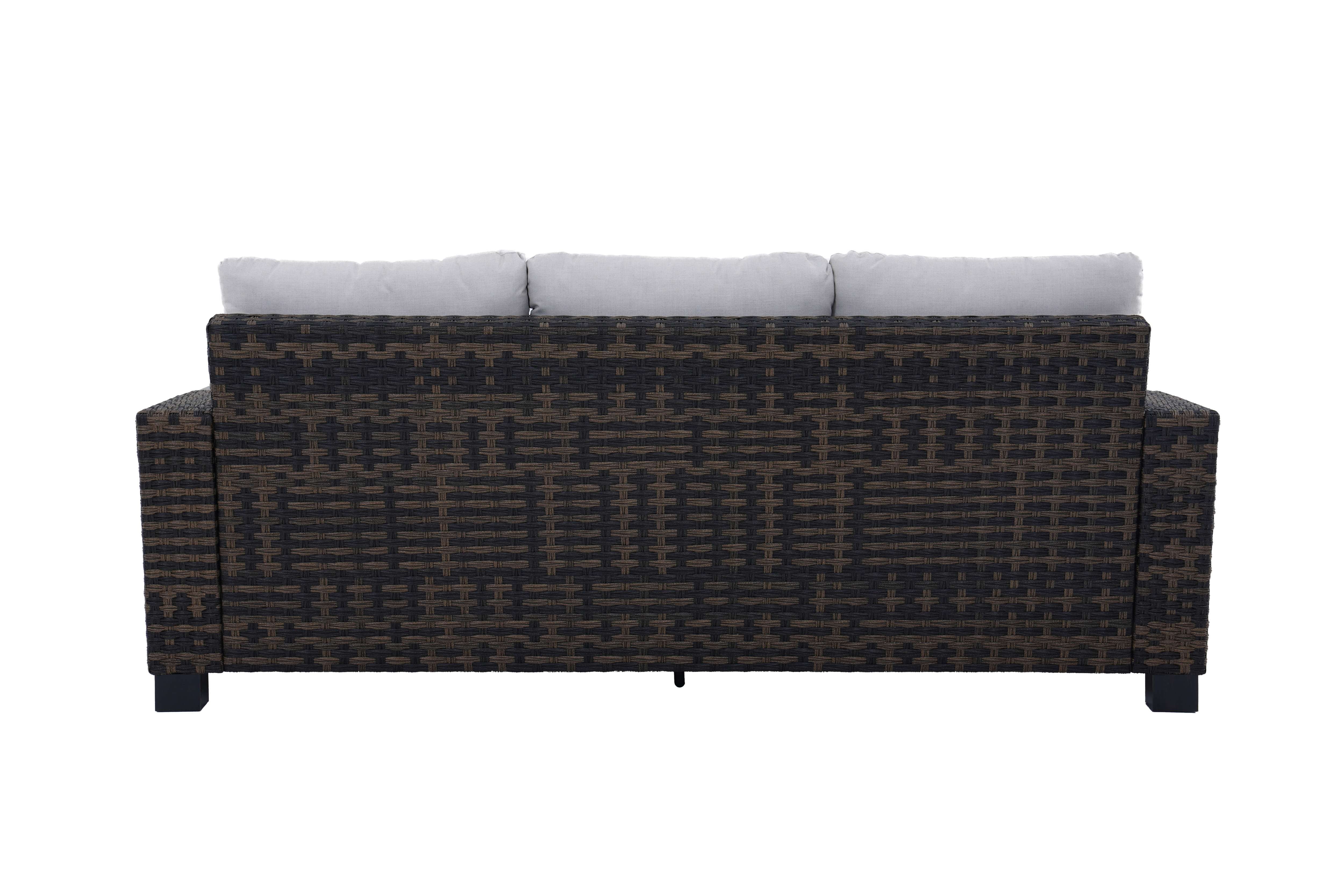 Better Homes & Gardens Rockport Outdoor Wicker Sofa, Weather-Resistant Patio Furniture (Brown, 83.86 in W x 33.27 in D x 31.89 in H) iw5cj