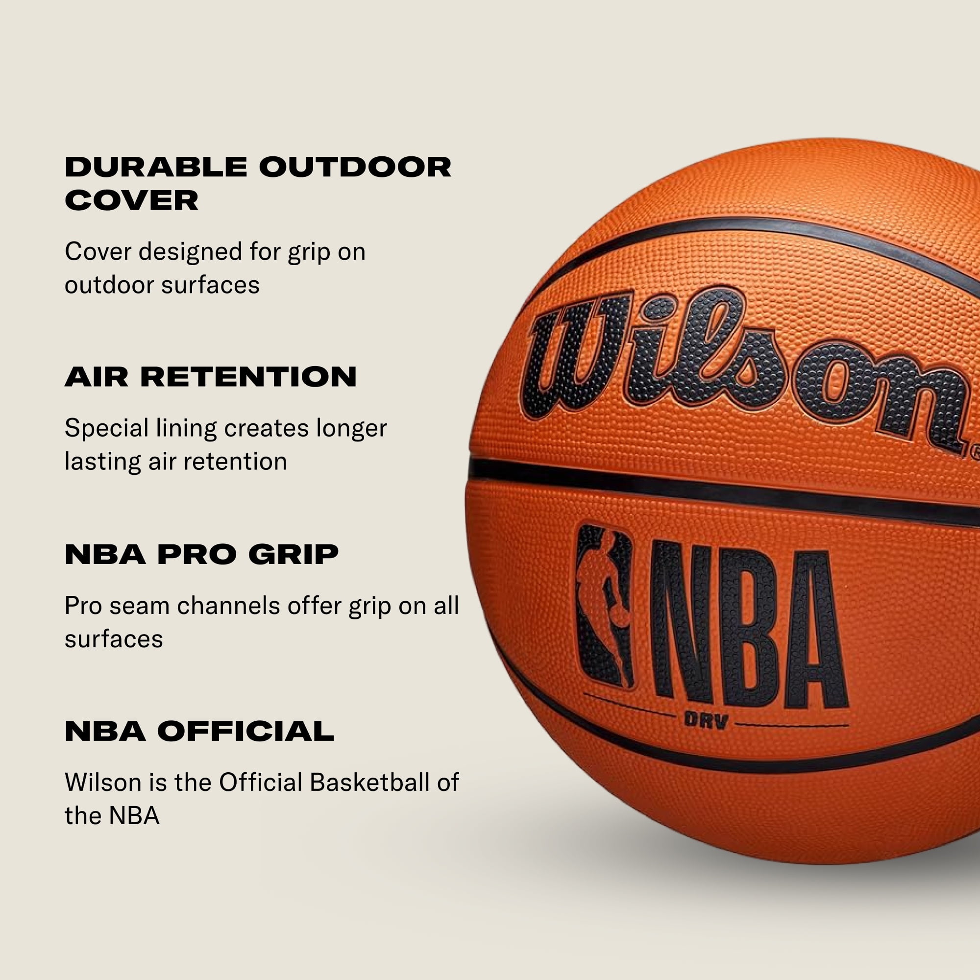 Wilson NBA DRV Outdoor Basketball (Brown, 28.5 in) 0e1l2