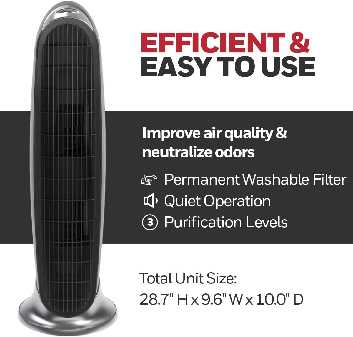 Honeywell QuietClean Air Purifier for Medium to Large Rooms (170 sq ft, Black) b6utu