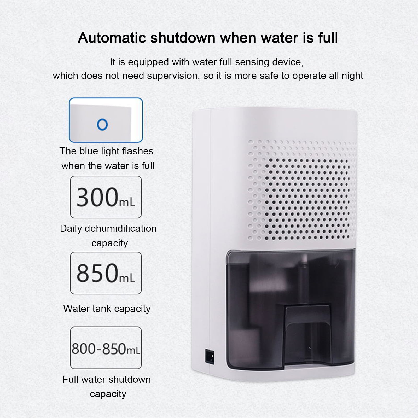 Beforeyayn Portable Mini Dehumidifier Ultra Quiet Auto Shutoff for Home (White, 16 oz) vi09x