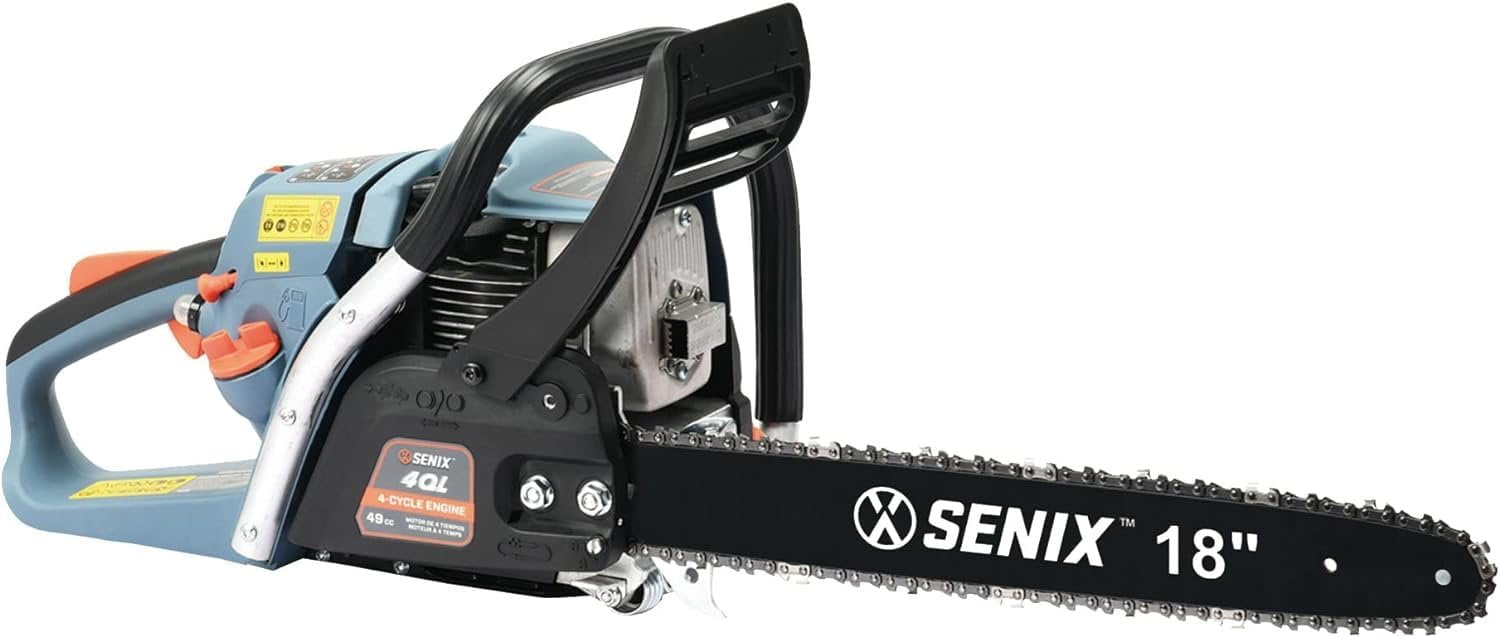 Senix 4QL Gas Chainsaw, 49cc 4-Cycle Engine with 18-in Oregon Bar and Chain (18 in) lkub7