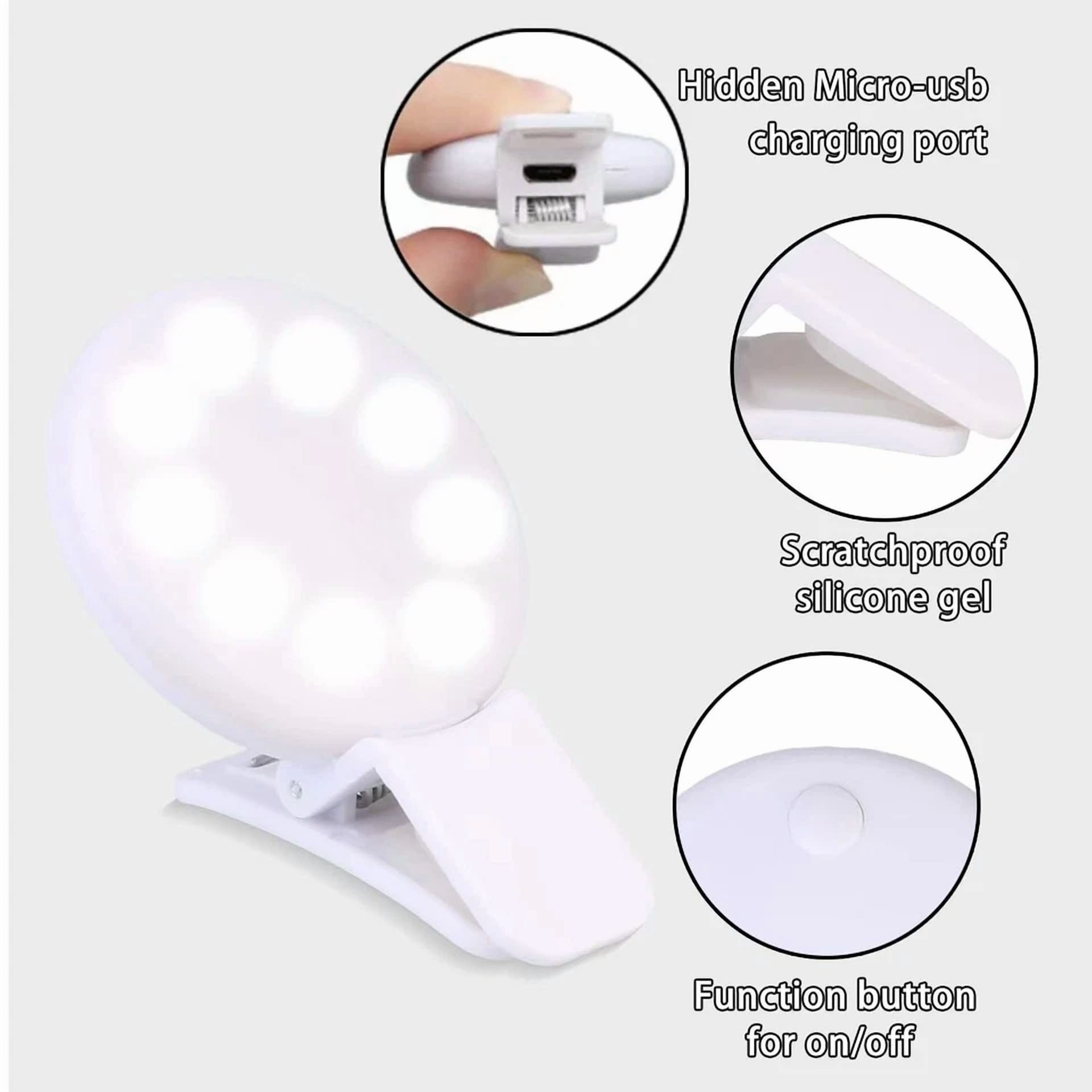 Rhea Rechargeable LED Clip-On Selfie Ring Light for Smartphones and Laptops (Portable, 1 Pack) 5full