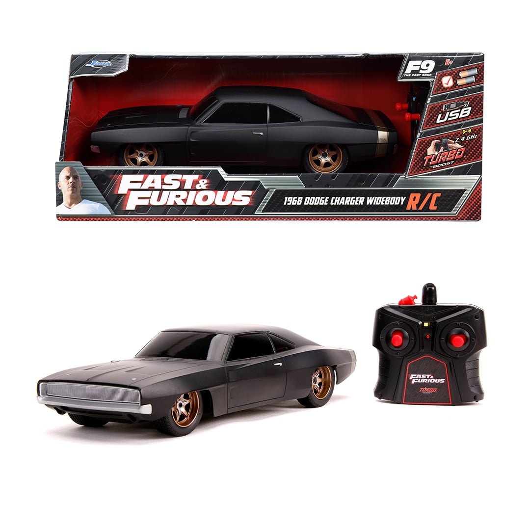 Jada Toys Fast & Furious Dom's 1968 Dodge Charger Widebody RC Radio Control Car (Black, 12 in) no1v9