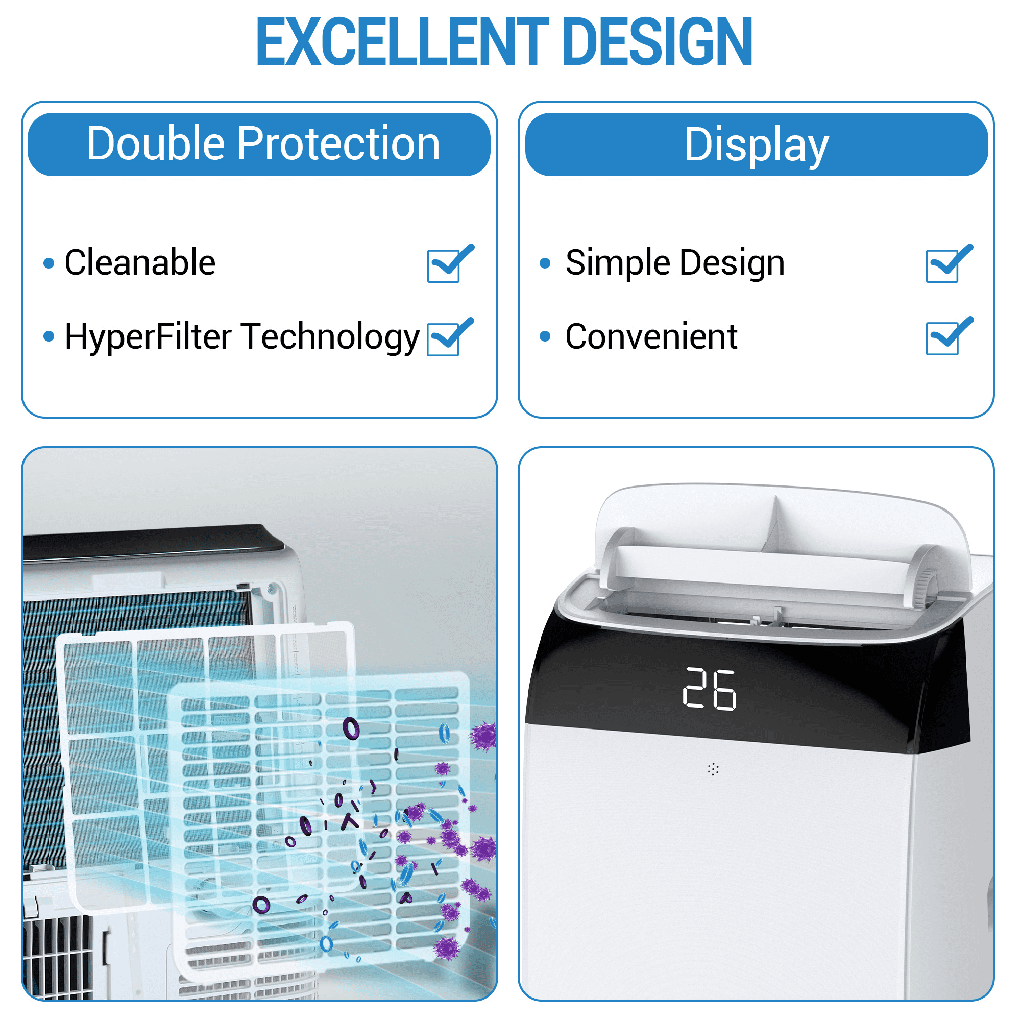 GOGRANT 12000 BTU Portable Air Conditioner, 3-in-1 Cooling Dehumidifier and Fan for Rooms up to 550 sq ft (White) o96uh