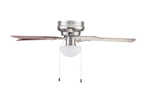 Prominence Home Alvina Ceiling Fan, Indoor Quiet Motor, Reversible Blades (Brushed Nickel, 44 in) 45qd9