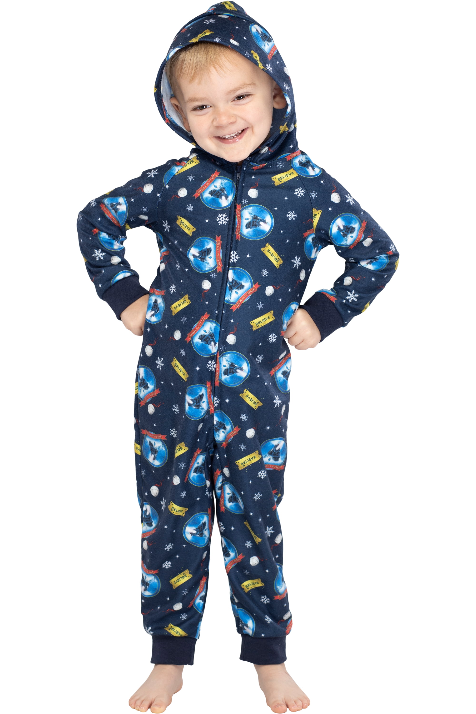 PJammy The Polar Express Toddler Kids' Hooded Footless One-Piece Pajama (Blue, 3T) eevop
