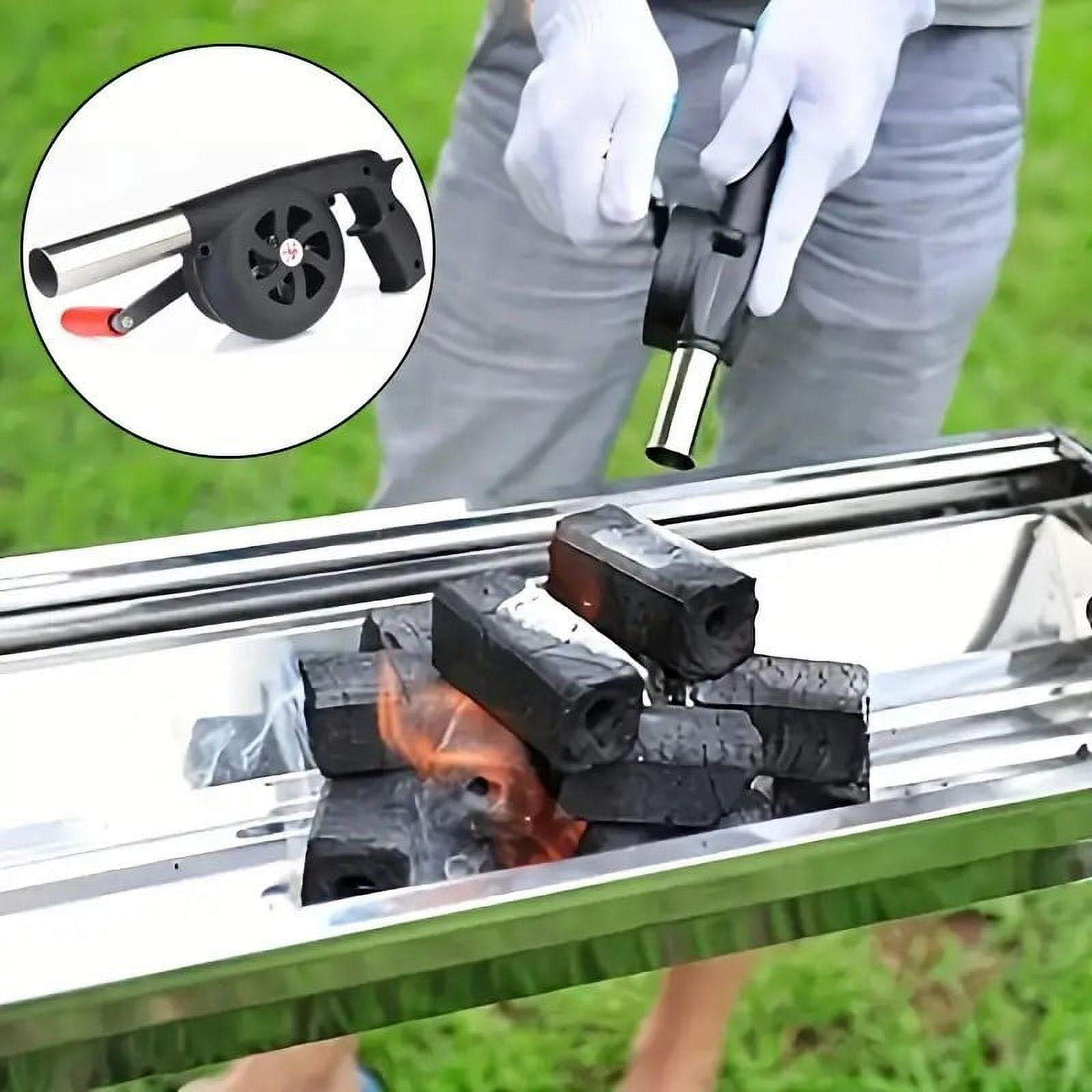 BYXAS Hand Crank BBQ Fan, Portable Manual Air Blower for Outdoor Grilling and Camping (Black, 11.4 in) 3pjbg