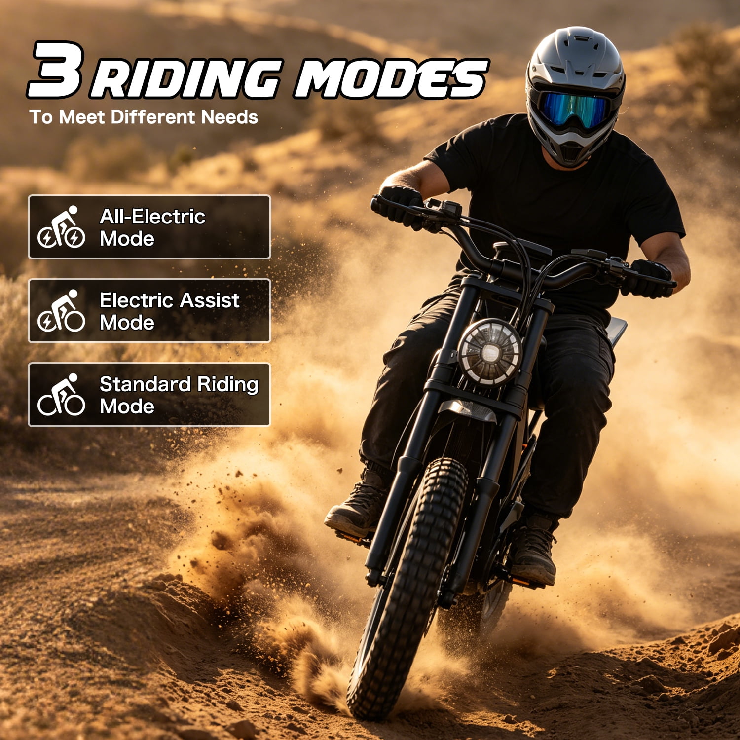 GWEIT Electric Mountain Bike for Adults, 2500W Peak Motor, 20 in Fat Tire E-Bike, Dual Suspension, 48V 25Ah Battery (Black, 20 in) njnt4