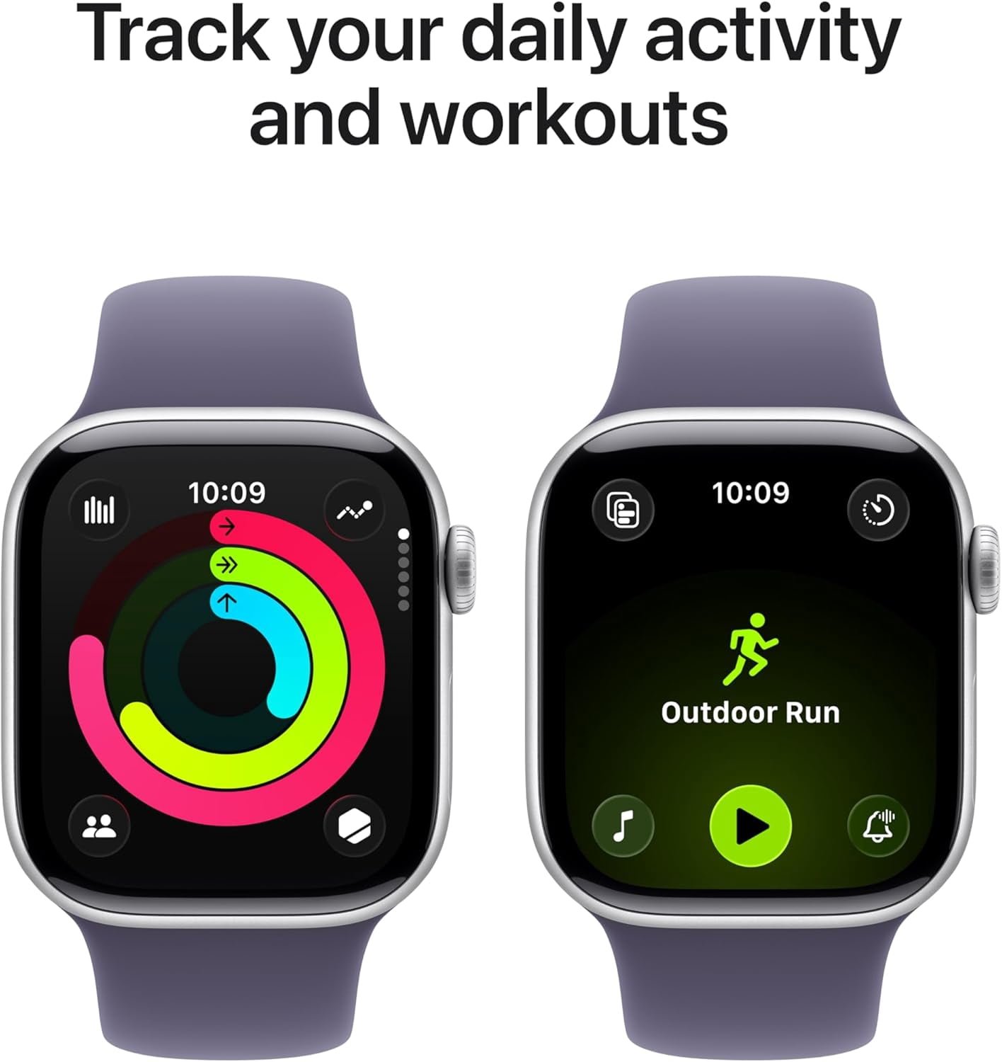 Apple Watch Series 11 (GPS) 46mm Silver Aluminum Case with Purple Fog Sport Band (46mm) ztb19
