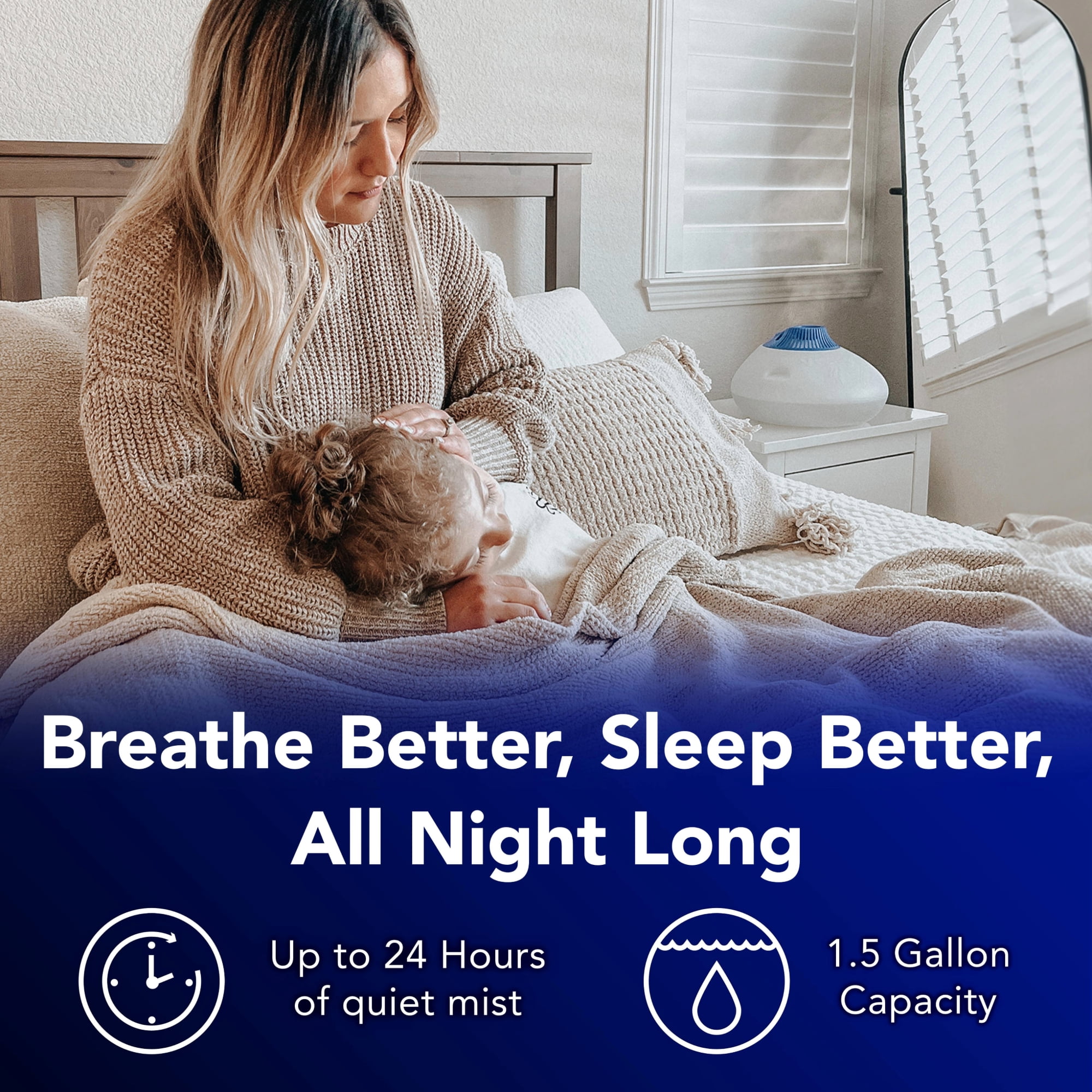 Vicks Warm Steam Vaporizer Humidifier with Night Light (White, 1.5 gal) xbk7s