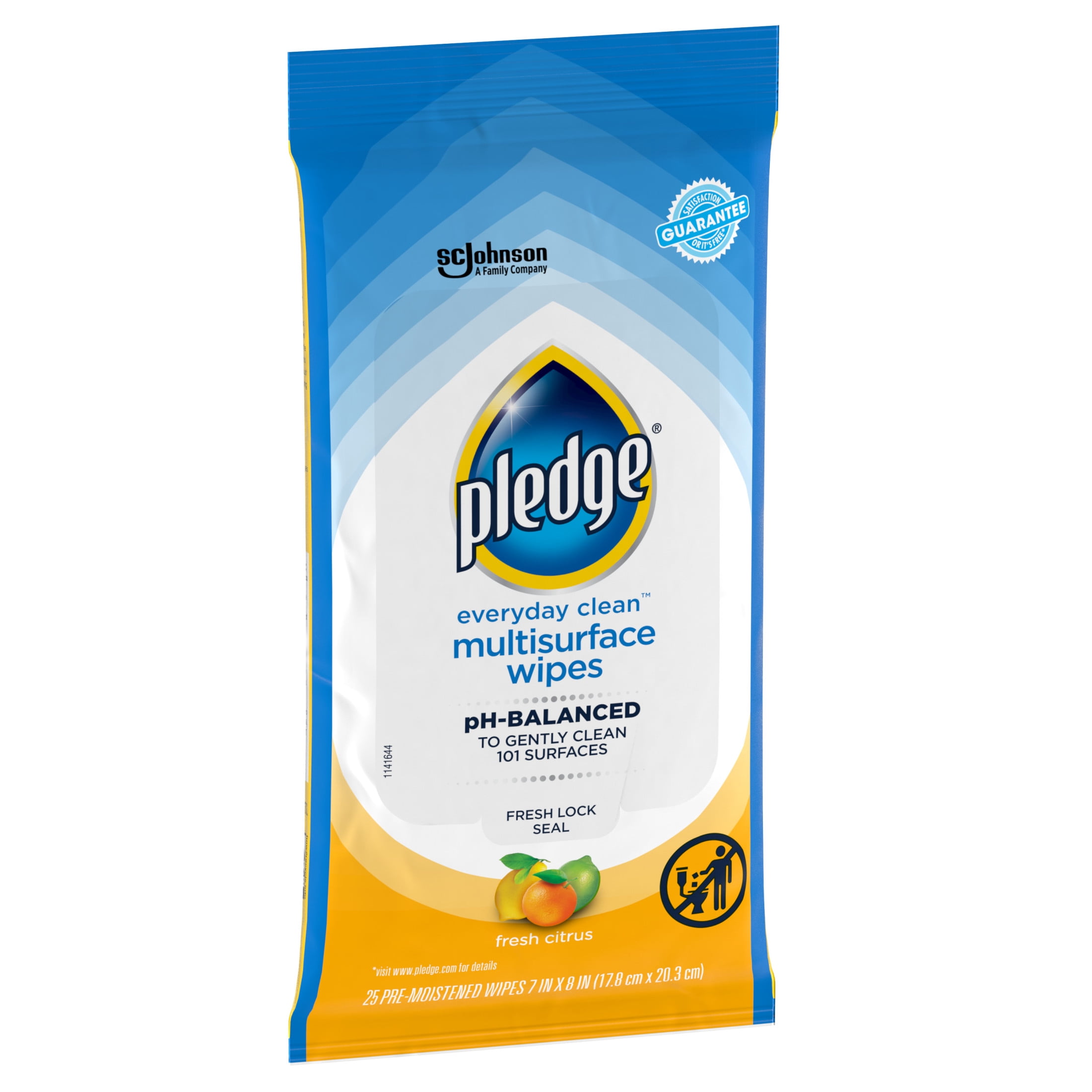 Pledge Multisurface Cleaning Wipes, pH Balanced, Fresh Citrus (25 Count) 40hdo