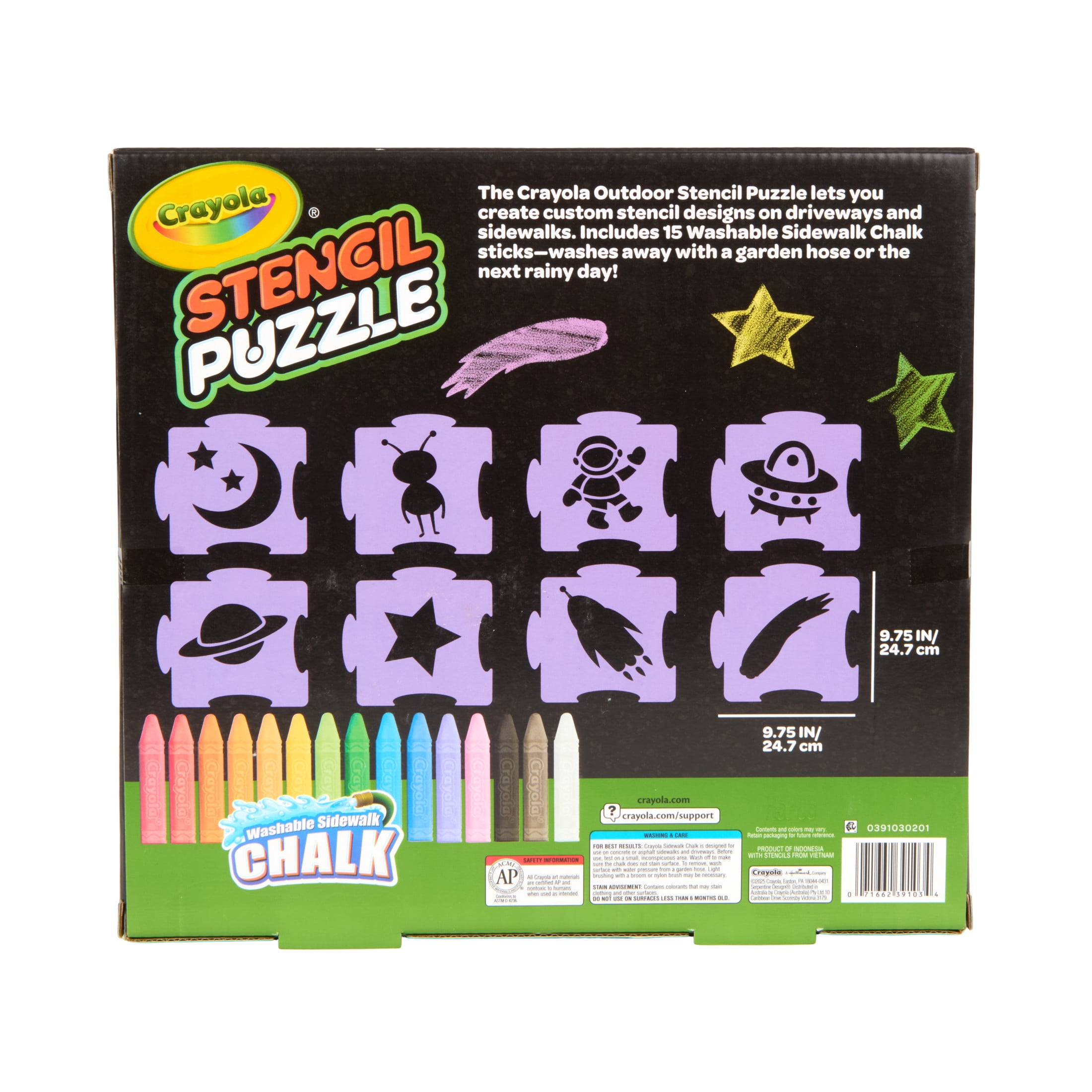 Crayola Sidewalk Chalk Stencils and Washable Chalk Sticks Set (8 Stencils, 15 Sticks) itlhz