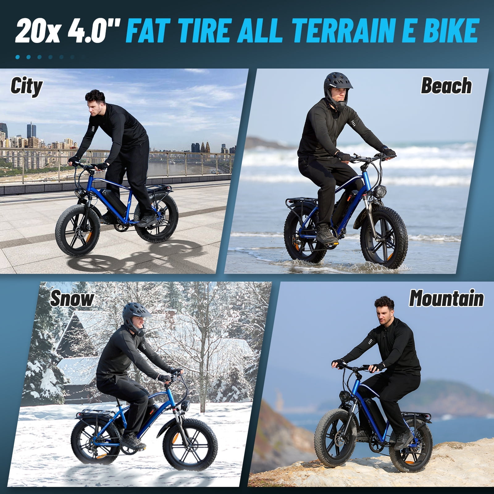 Hipatoo Electric Mountain Bike, 1000W Fat Tire E-Bike with 48V Battery, 7-Speed Commuter Bicycle (Silver, 20 in x 4 in) 8hhez
