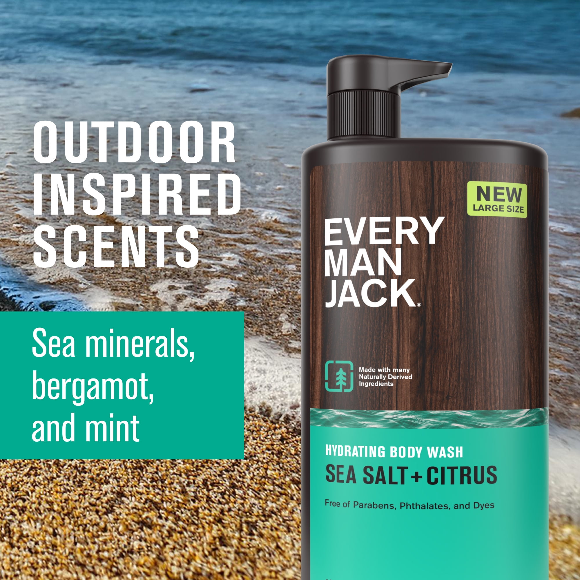 Every Man Jack Sea Salt + Citrus Body Wash, Deep Cleansing & Hydrating Formula (28.8 fl oz) ztkcy