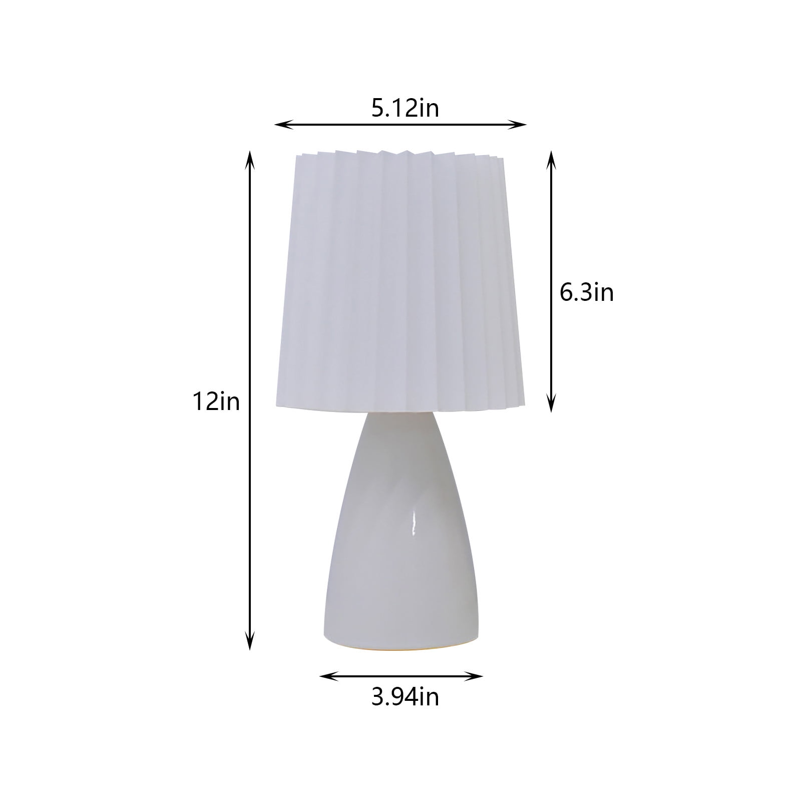 TIHLMK Pleated Table Lamp, Boho Decorative Nightstand Desk Lamp with 3-Level Dimming (White, 12 in) qp4vd