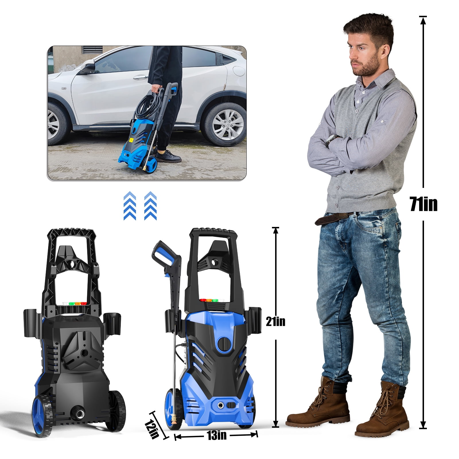 HONDMIN Electric Pressure Washer 4200PSI 2.5GPM High-Pressure Power Cleaner with Foam Cannon (25 ft Hose) bh0mc