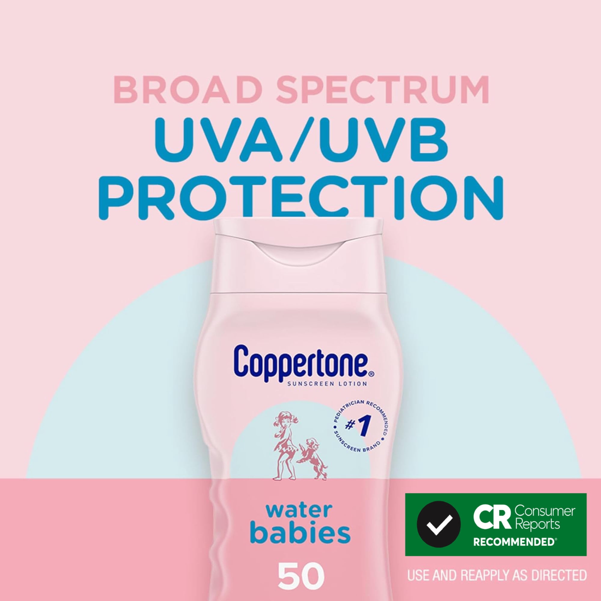 Coppertone WaterBabies SPF 50 Baby Sunscreen Lotion, Broad Spectrum UVA/UVB Protection (8 fl oz) 5hlqc