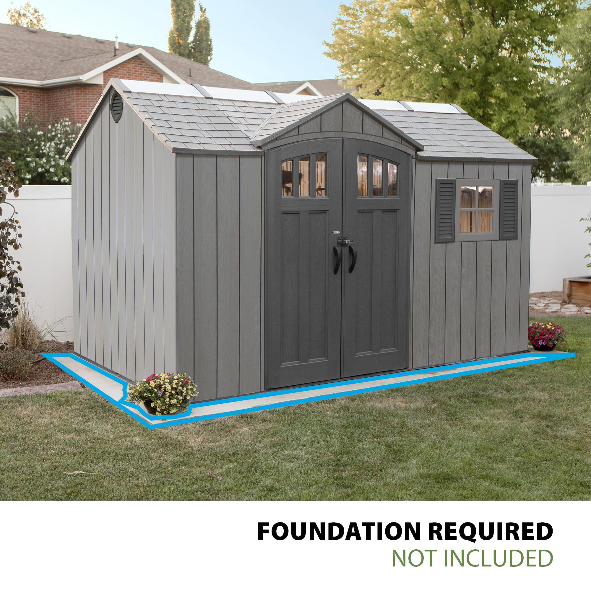 Lifetime Polyethylene Outdoor Storage Shed (Tan/Gray, 12.5 ft x 8 ft) 84oib