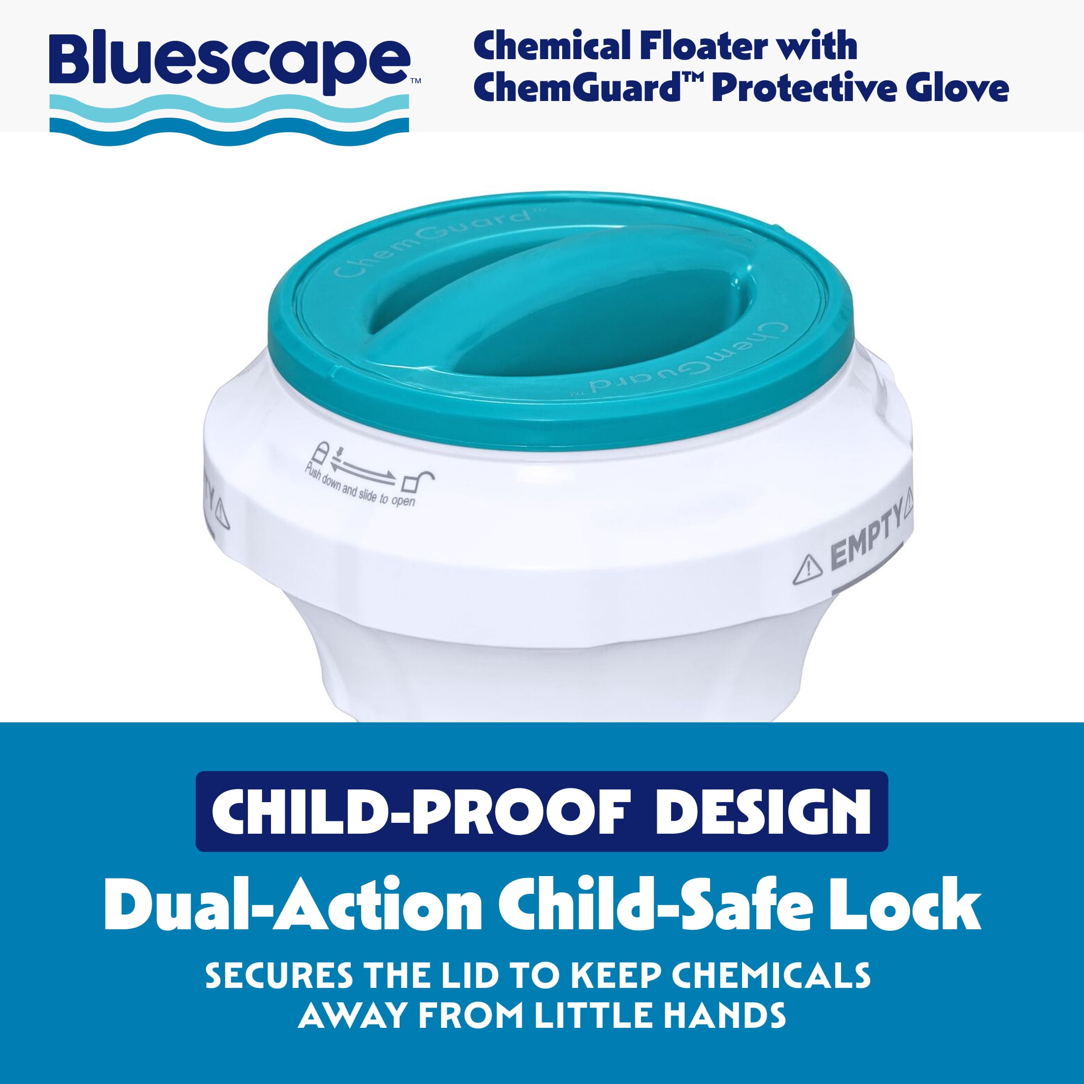 Bluescape Pool Chemical Dispenser with ChemGuard Protective Glove (1 Pack) kc5zf