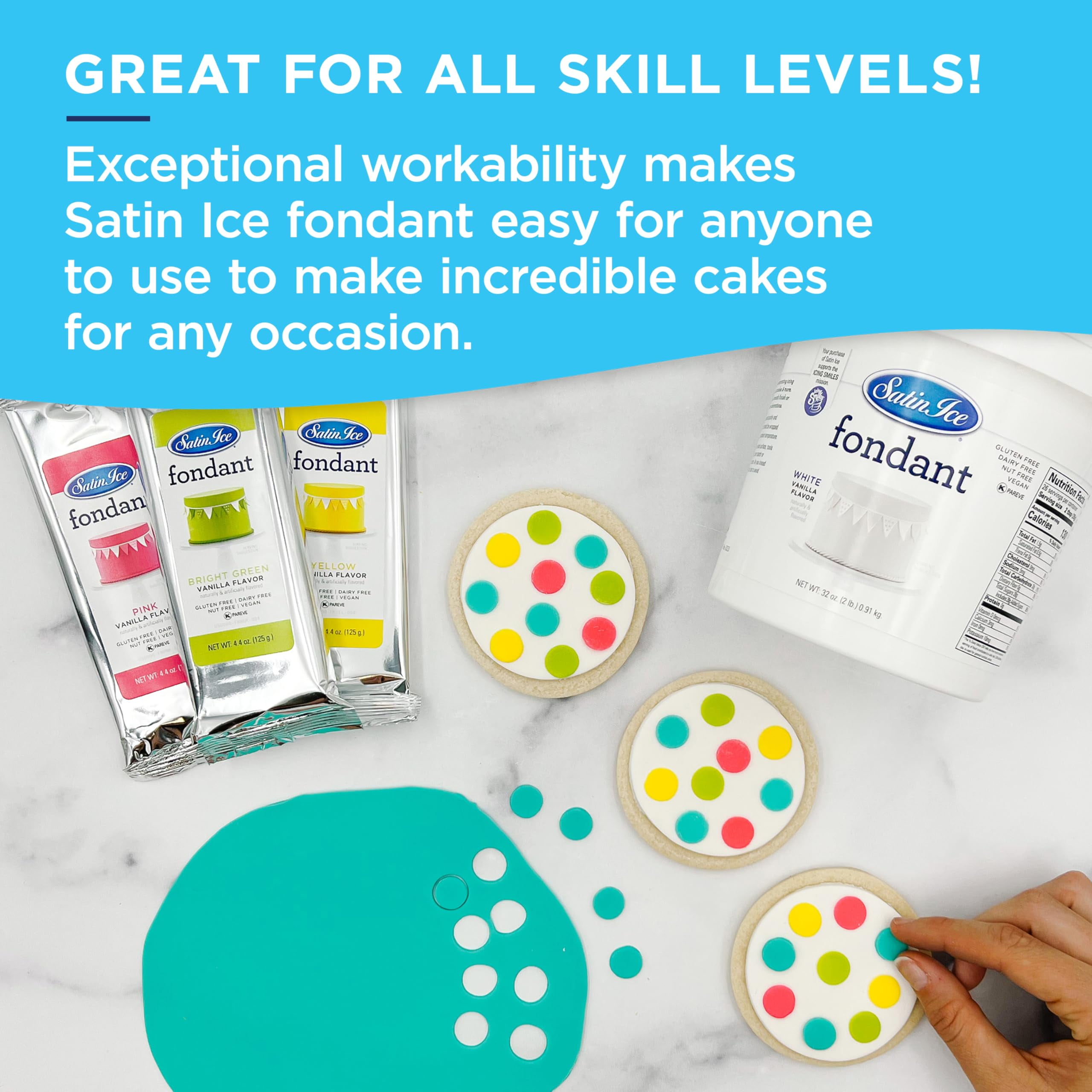 Satin Ice Rolled Fondant Icing for Cake Decorating (Blue, 4.4 oz) bvnte - Image 7