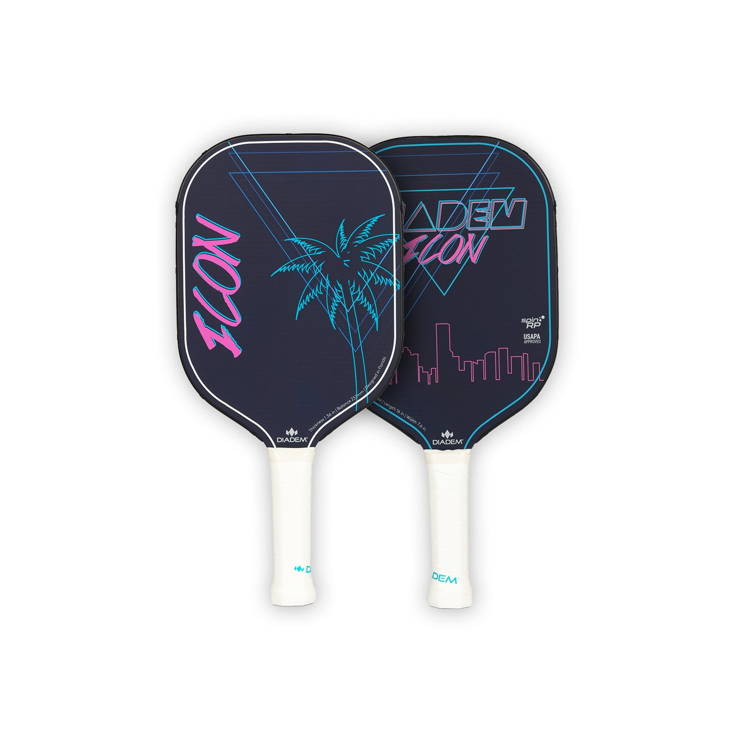 Diadem Sports Icon Pickleball Paddle, Lightweight Carbon Fiber Professional Performance (Blue Miami Vice, 7.7 oz) izwc9