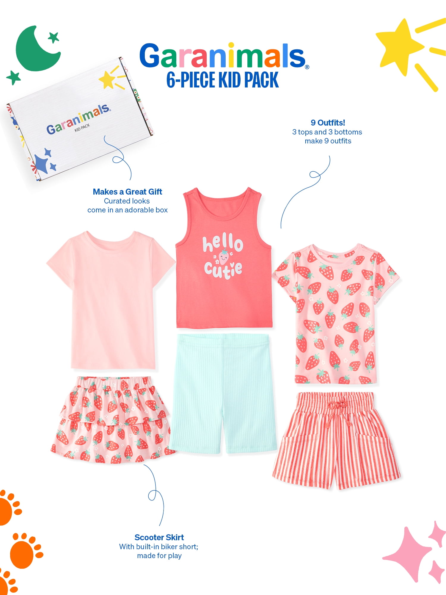 Garanimals Baby & Toddler Girl 6-Piece Mix and Match Outfit Set (Orange, 0-6T) latt1