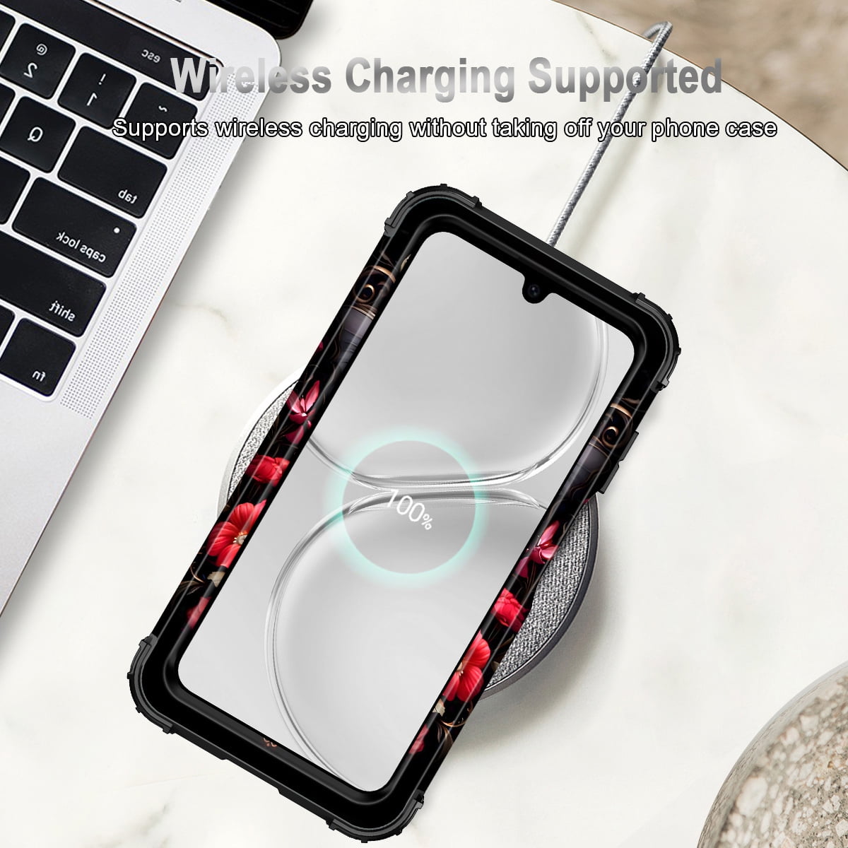 Casetego Samsung Galaxy A17 5G Case, Heavy Duty Shockproof Glow in the Dark Protective Cover (Black Red Butterfly, 1 Pack) 5gpkw