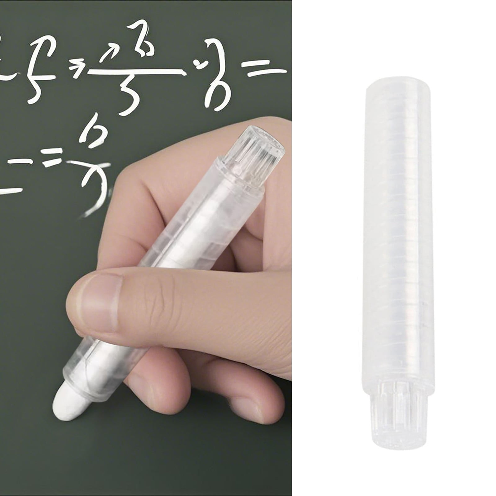 EJSYWBSS Adjustable Chalk Holder, Plastic Chalk Clip for Sidewalk and Workshop Marking (Clear, 3.54 x 0.59 in) 1xep1