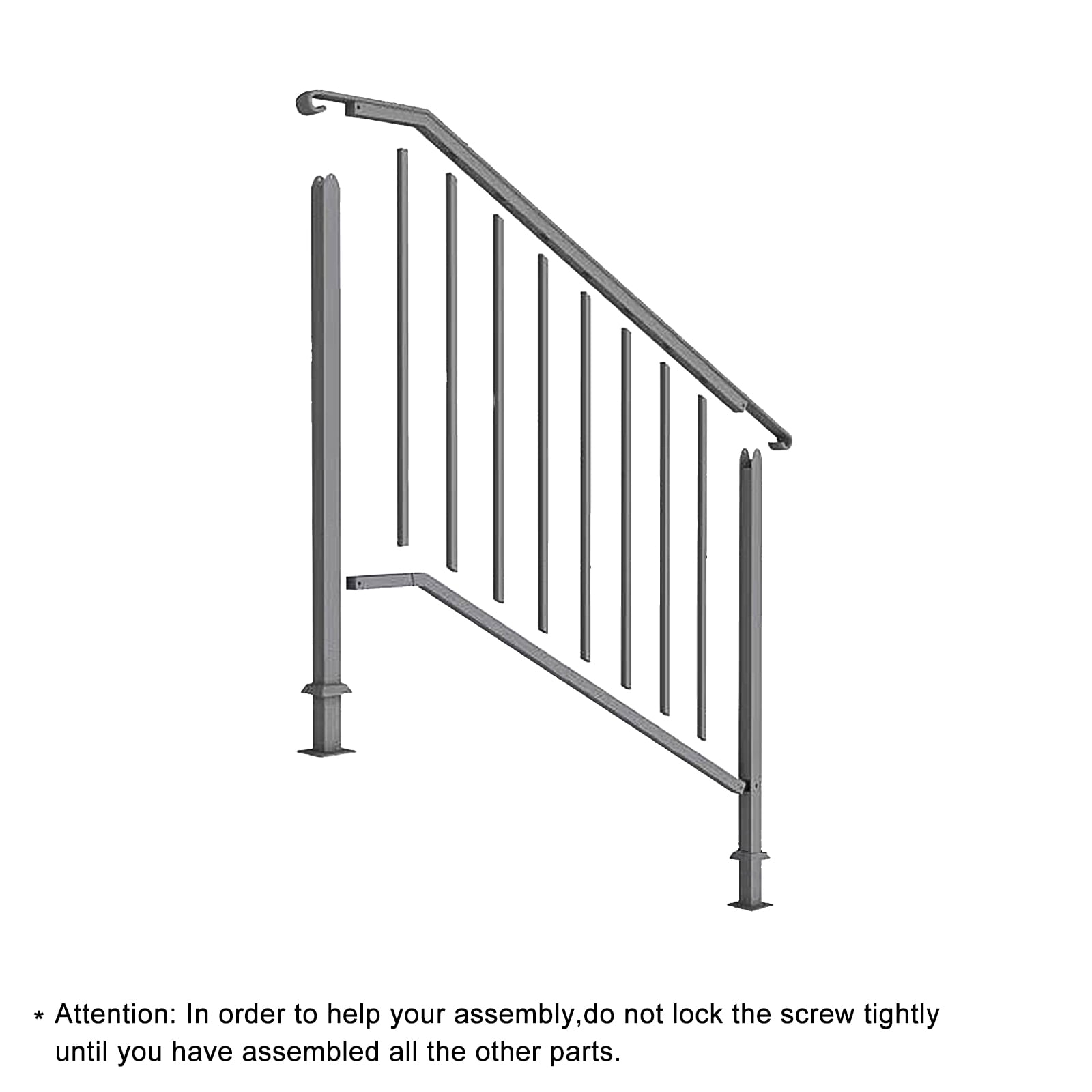 Zimtown Outdoor Galvanized Iron Handrail for 3-4 Steps, Heavy-Duty Rustproof Metal Railing (Matte Black, 1 Pack) 4v39t