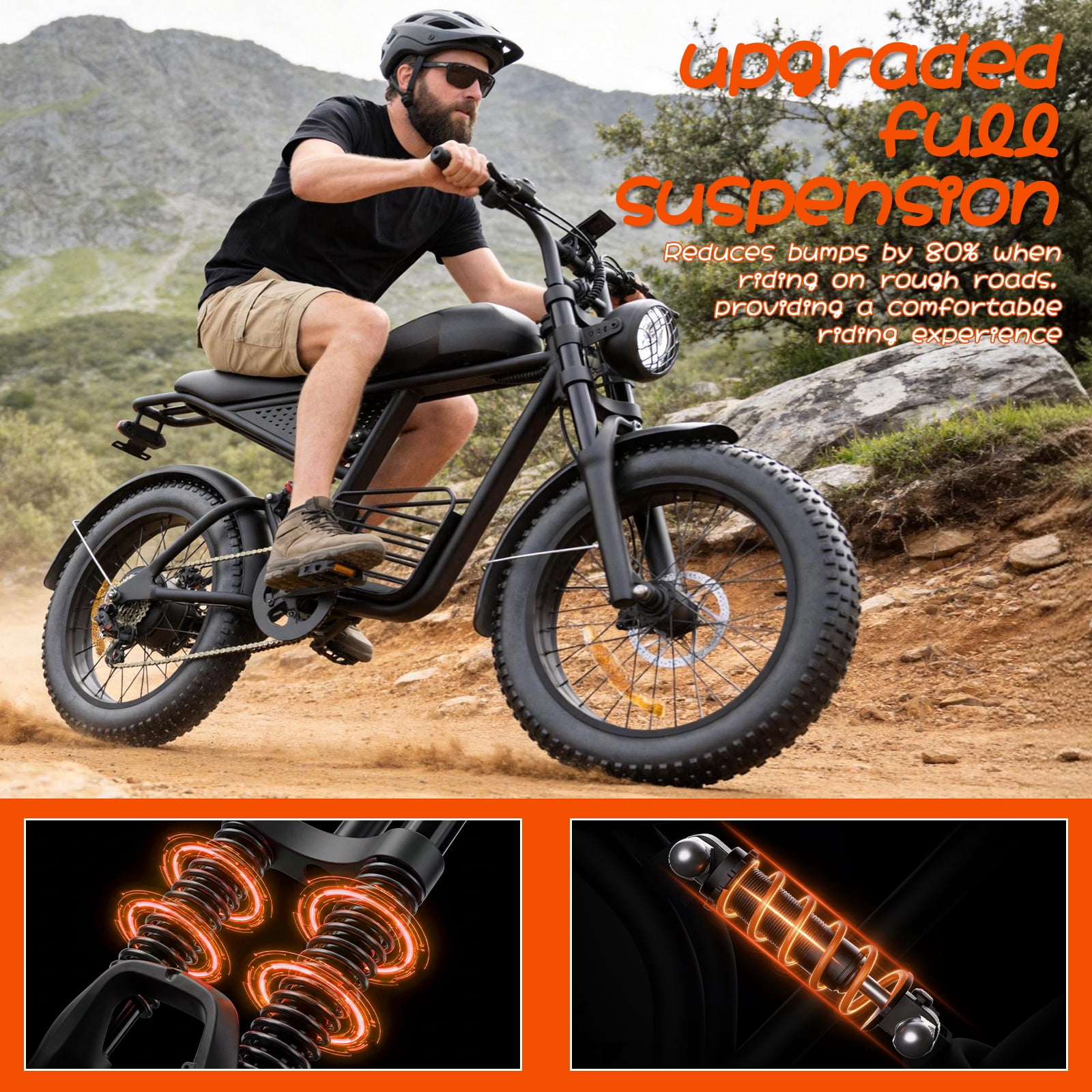 YUCHETX Electric Bike for Adults, 750W Motor, 30 MPH Top Speed, 55 Miles Range, 20 in x 4.0 in Fat Tires (Black) uv6wm