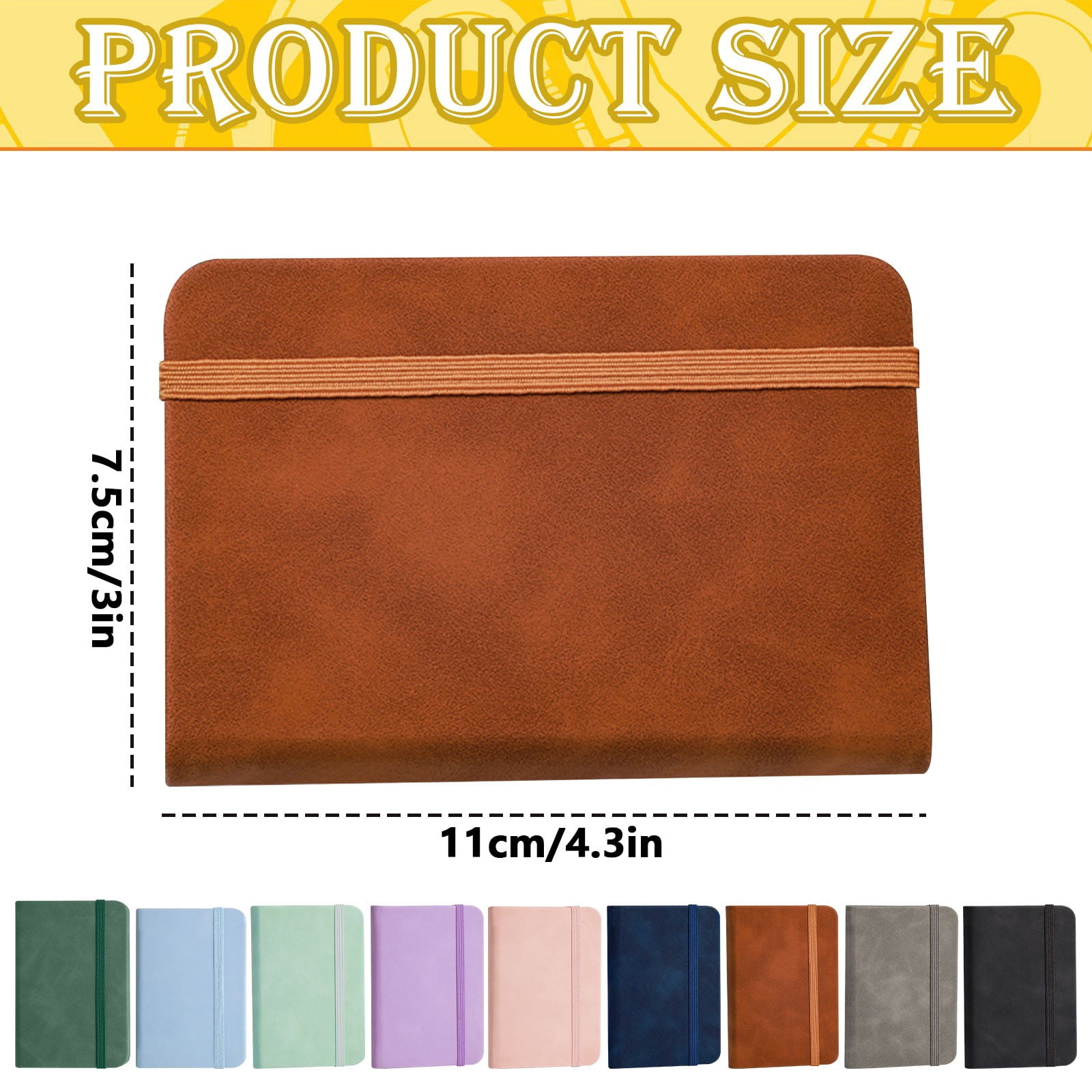 GZSZGIQ Pocket Notebook Journal with Leather Cover and Strap, Lined Mini Notepad for Daily Note Taking (Purple, 4.3x3 in) 8452z