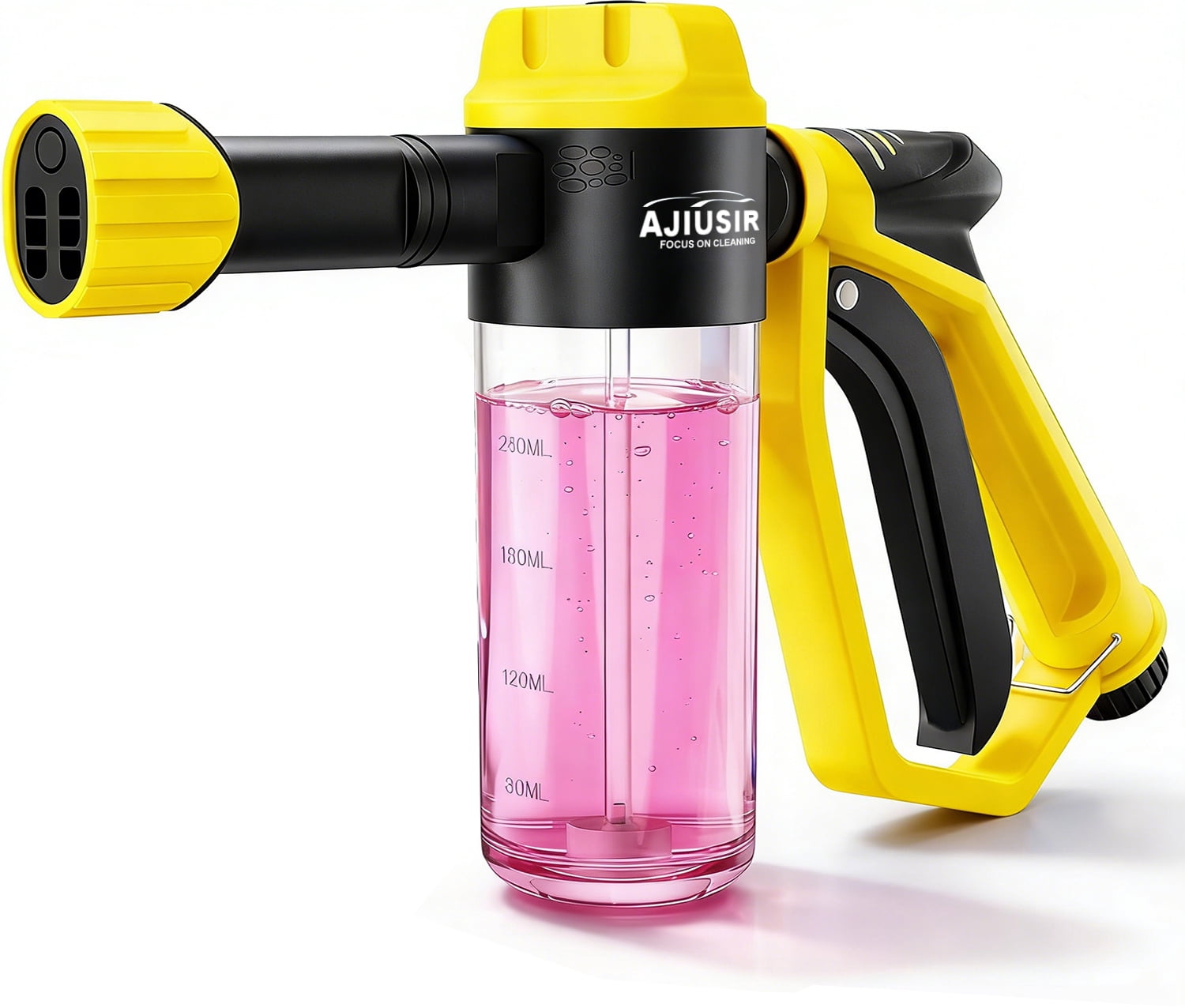 AJIUSIR Adjustable High Pressure Foam Gun Car Wash Kit with Microfiber Wash Mitt (Yellow, 1 Pack) fbw1b