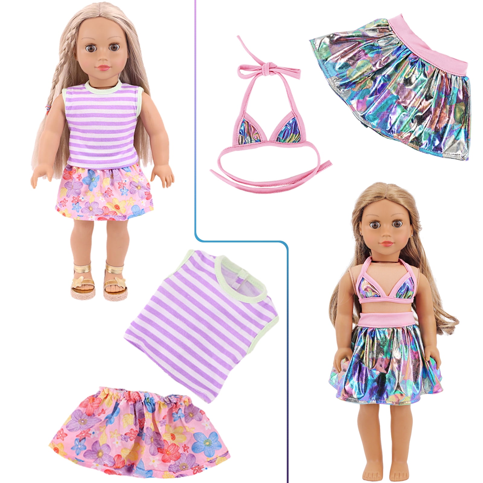 K.T. Fancy 18 Inch Doll Clothes and Accessories Set, Variety Outfits for 18-inch Dolls (10 Sets) 3jutr