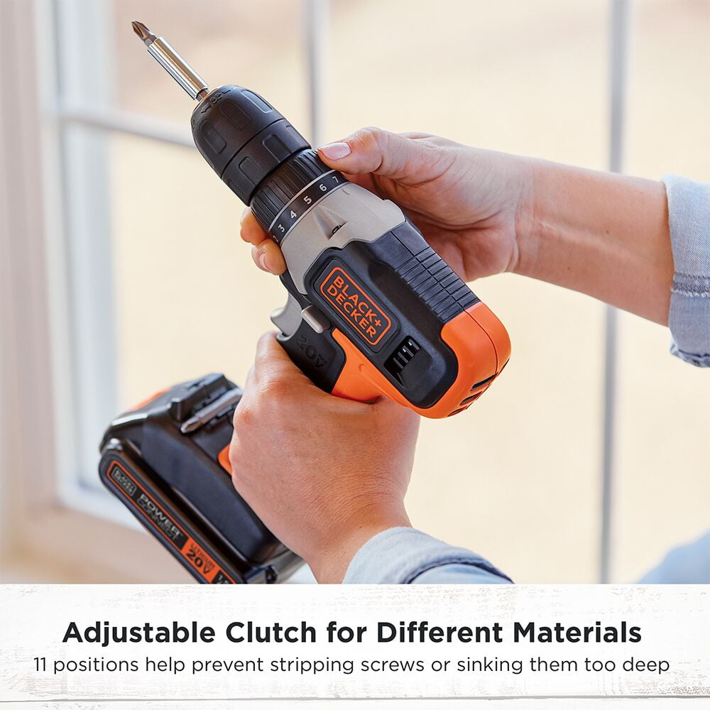 BLACK+DECKER 20V Cordless Drill and Driver Project Kit (Black, 83 Piece Set) dyeyv