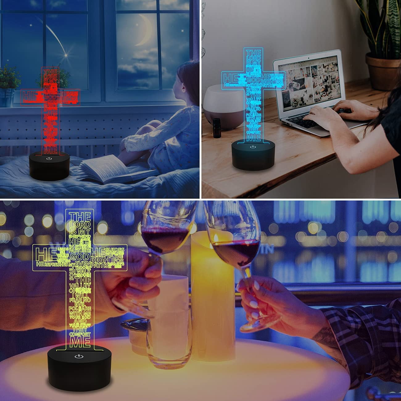 Ysitian Jesus Cross 3D Night Light, LED Optical Illusion Lamp with Remote Control (16 Colors, 8 in) wkyj6