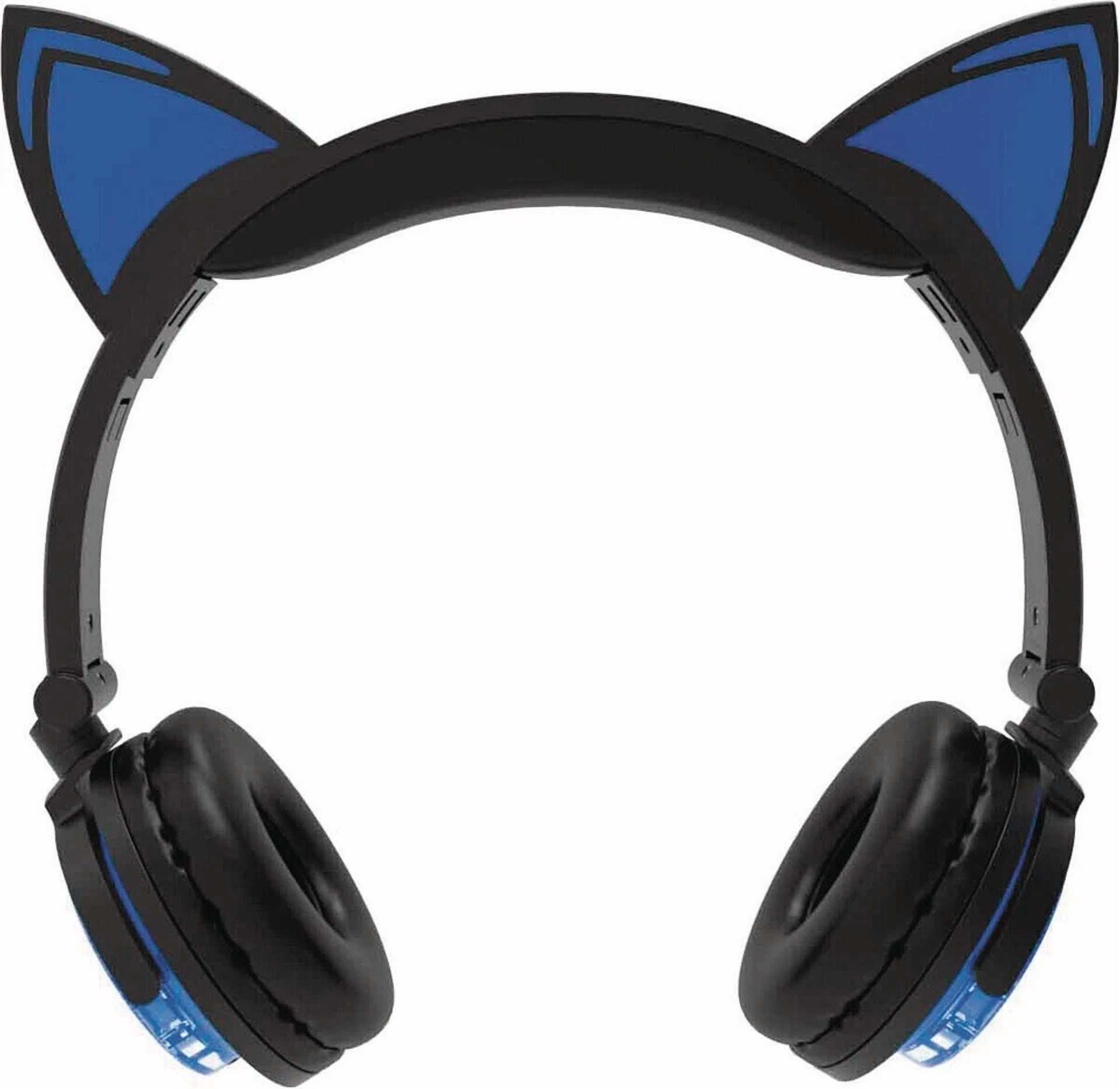 Rhea Hype Cat Ear LED Gaming Headphones with In-Line Microphone (Blue, One Size) 3e9oc