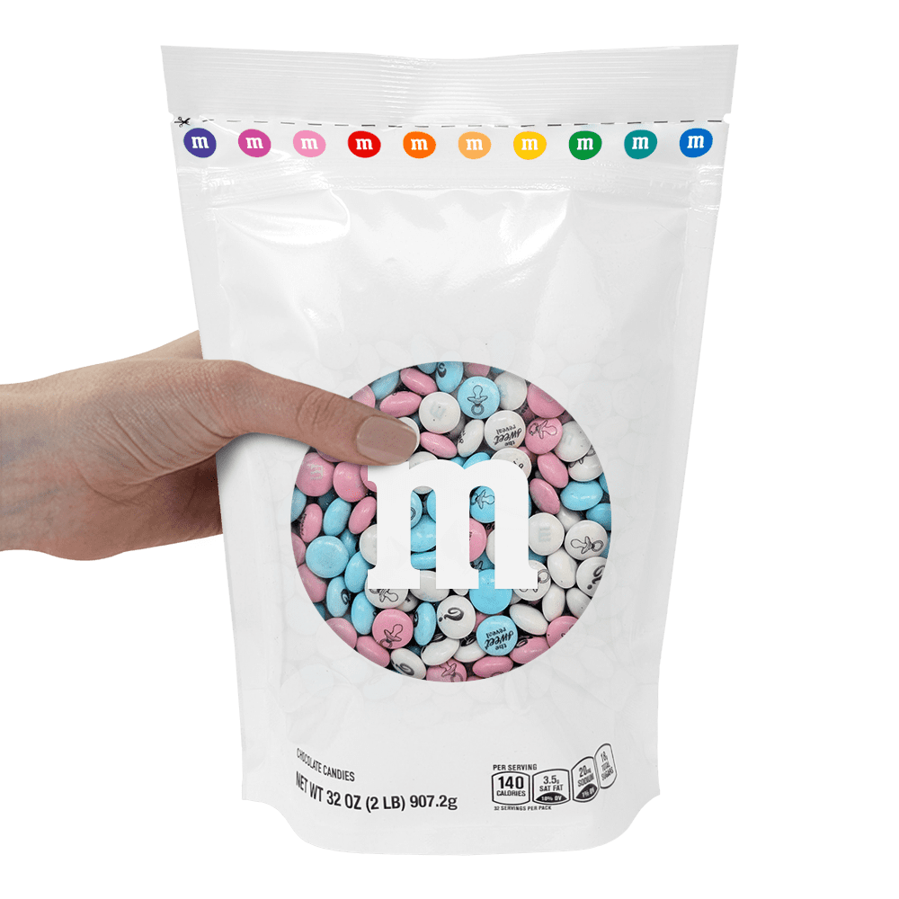 M&M'S Milk Chocolate Candy for Gender Reveal Parties (Light Blue, Light Pink, White, 2 lb) y8kk2