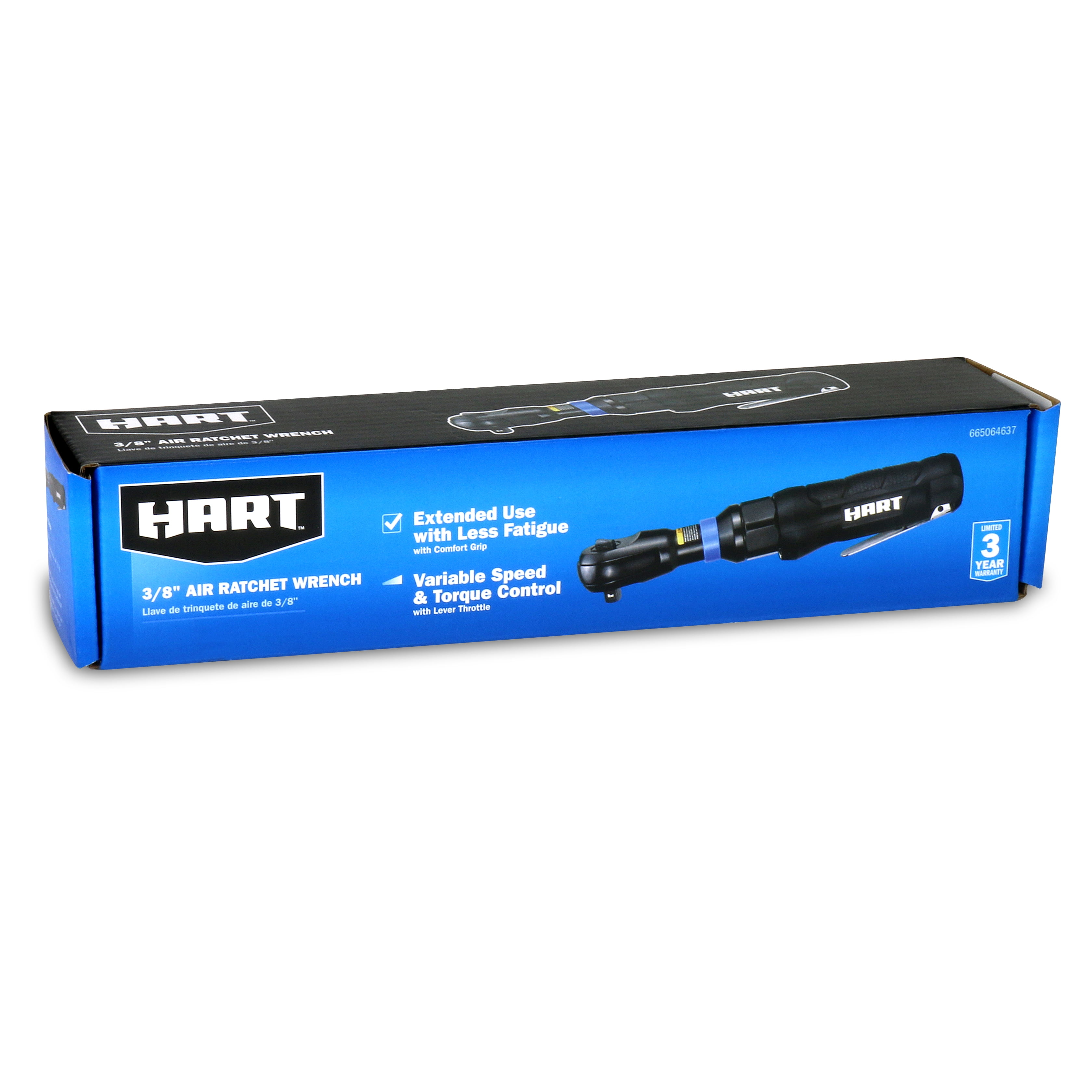 HART 3/8 in. Air Ratchet Wrench (Heavy-Duty Pneumatic Tool, Compact Design) h0596