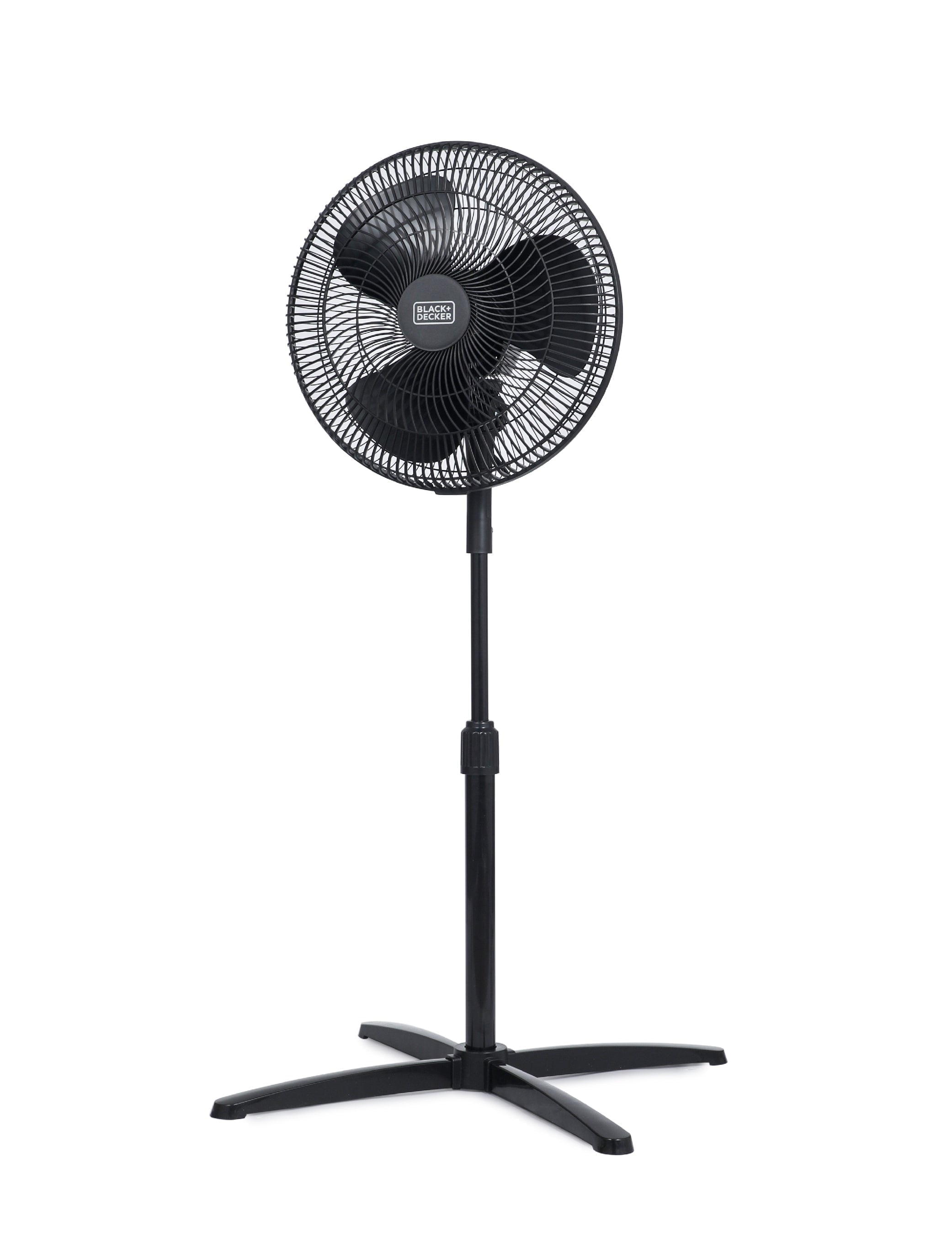 BLACK+DECKER 16-Inch Oscillating Pedestal Fan, Adjustable Height Standing Fan with 3 Speed Settings (Black, 16 in) jeub1