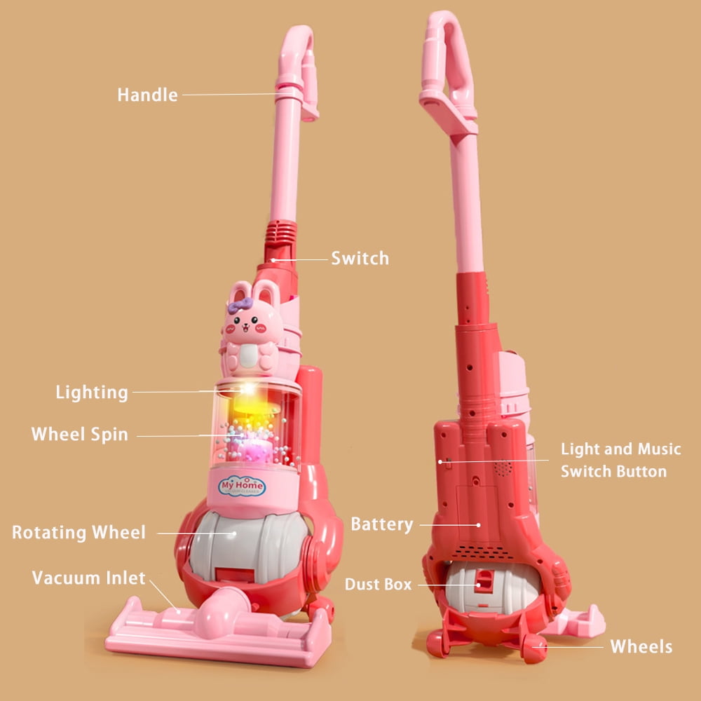 Adofi Kids Toy Vacuum Cleaner with Realistic Suction Lights and Sounds (Pink) oab82
