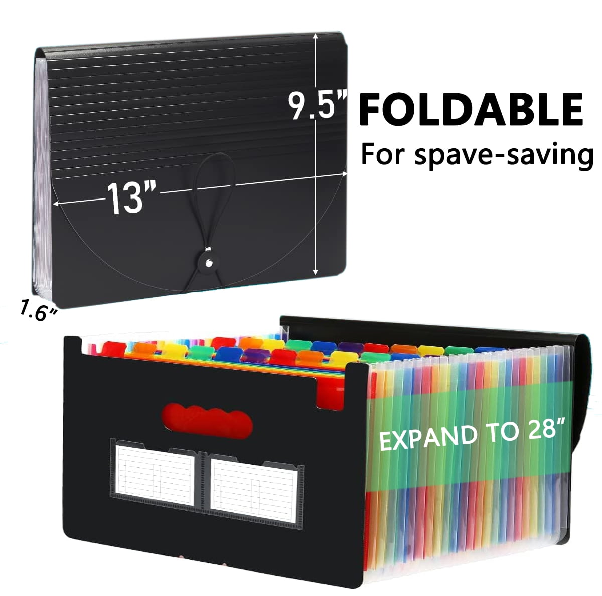 PHANCIR 24-Pocket Expanding File Organizer with A-Z and Month Tabs (Multicolor, 13 in x 9 in) c94c2