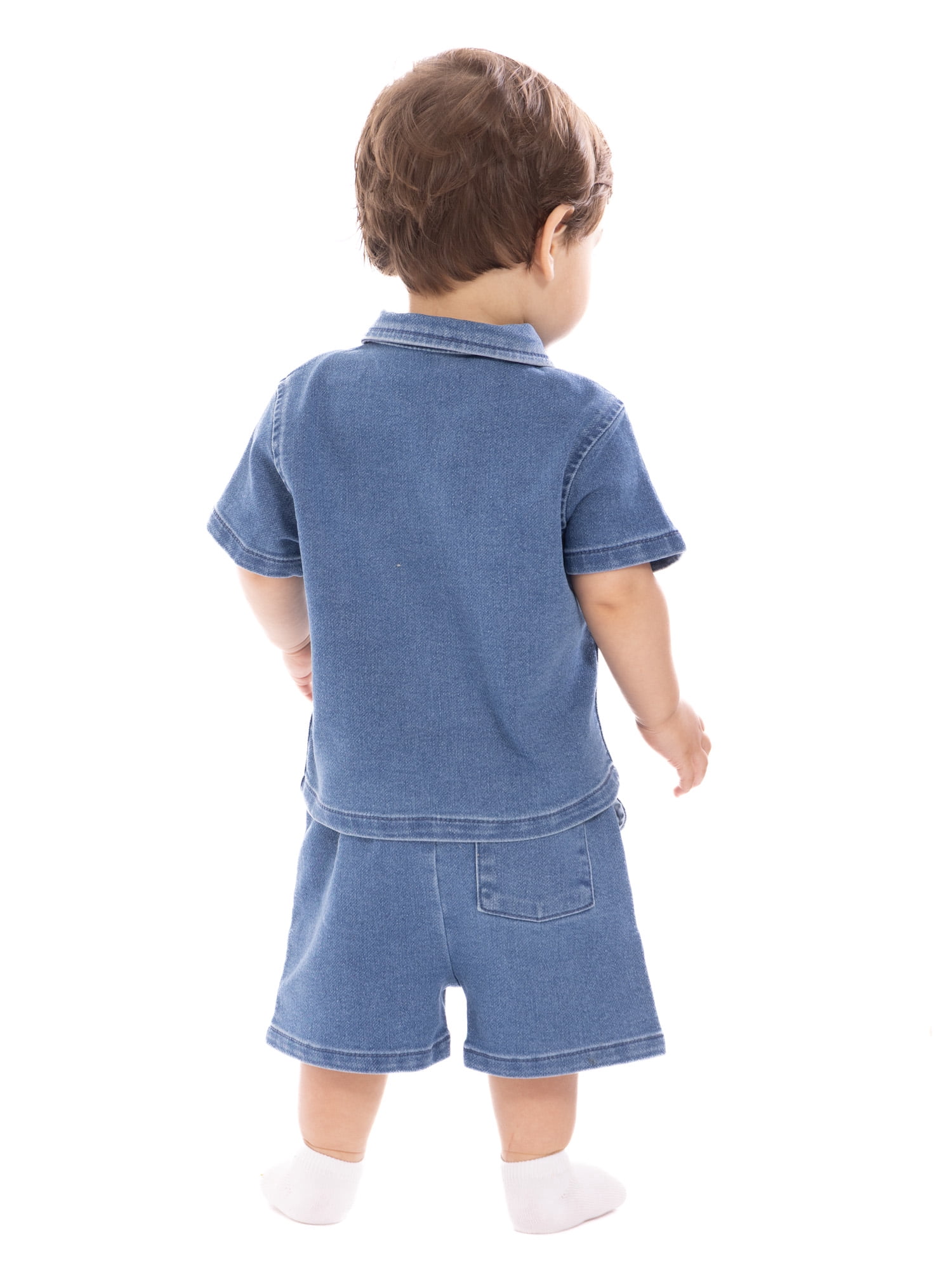 Wonder Nation Baby Boys Short Sleeve Collared Button Top and Matching Shorts Set (Multi, 0-24M) dybqf